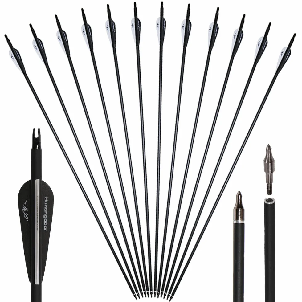 Flèche en Carbone 30 Pouces 500 Spine Chasse Tir à l'Arc Adultes Arc Classique
