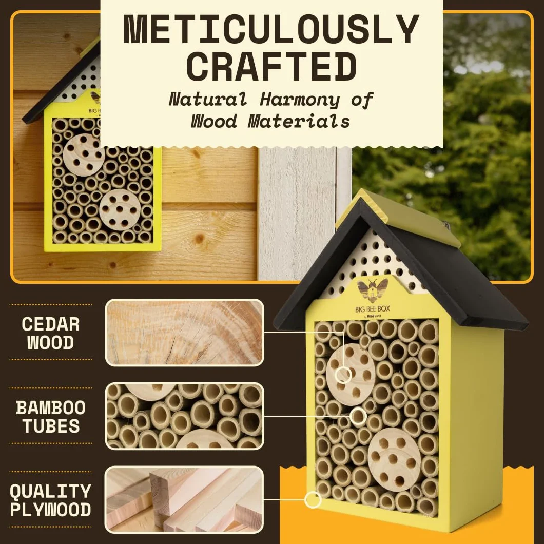 WildYard Boîte à Abeilles en Bois Naturel résistant aux intempéries pour pollinisateurs