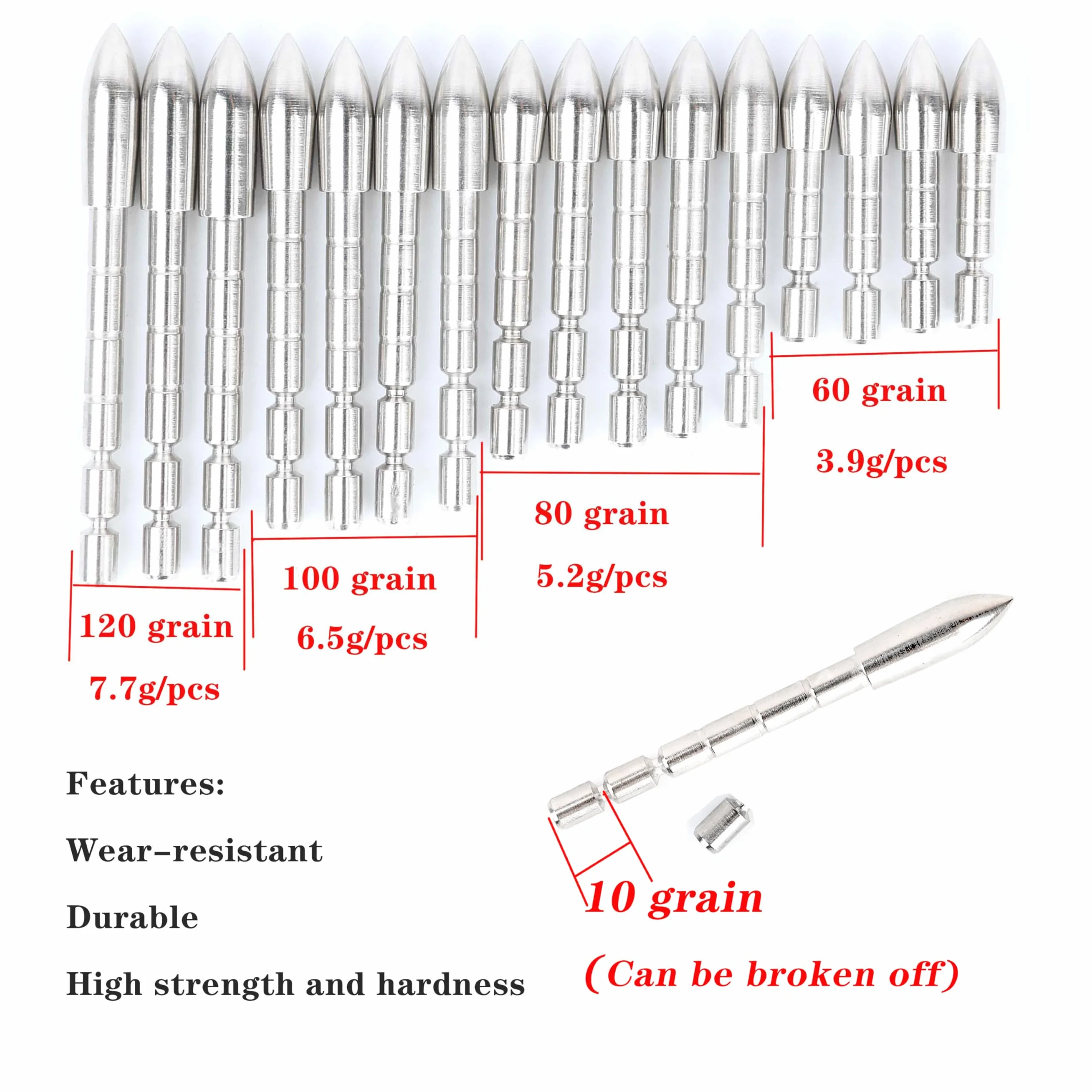 60/80/100/120 Grain Pointes de flèches de tir à l'arc pour 4.2mm Shafts Convient pour 300-1800 Spine Précision Chasse & Cible Pratique 24pcs