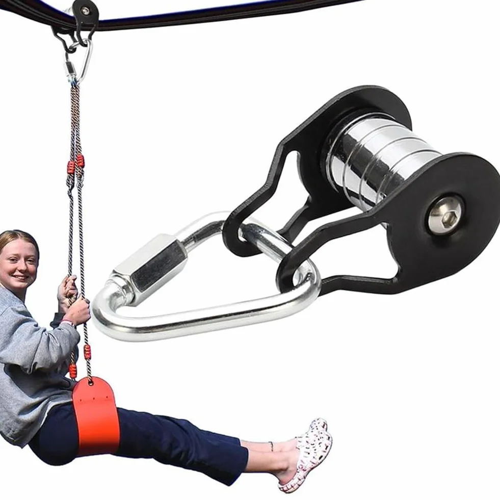 SweetSerenade Poulie Slackline avec mousqueton pour enfants dans le jardin - Fournitures d'entraînement pour fitness, parc, pelouse