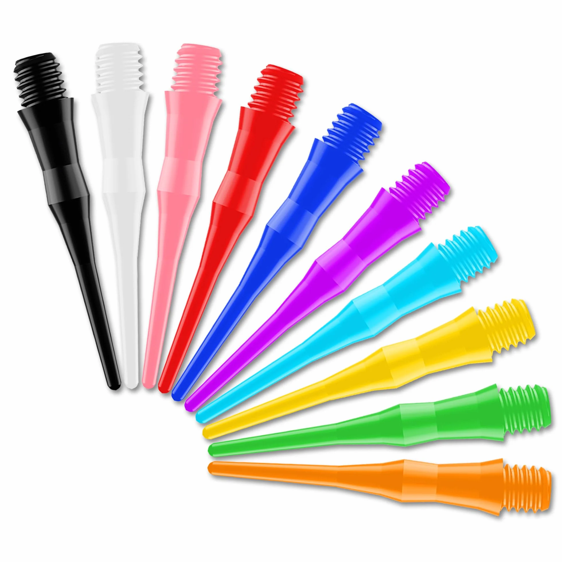 CyeeLife Pointes de fléchettes en plastique, lot de 500 pièces, filetage 2BA, particulièrement stables et durables, pointes de fléchettes au total dix couleurs (500 pièces)