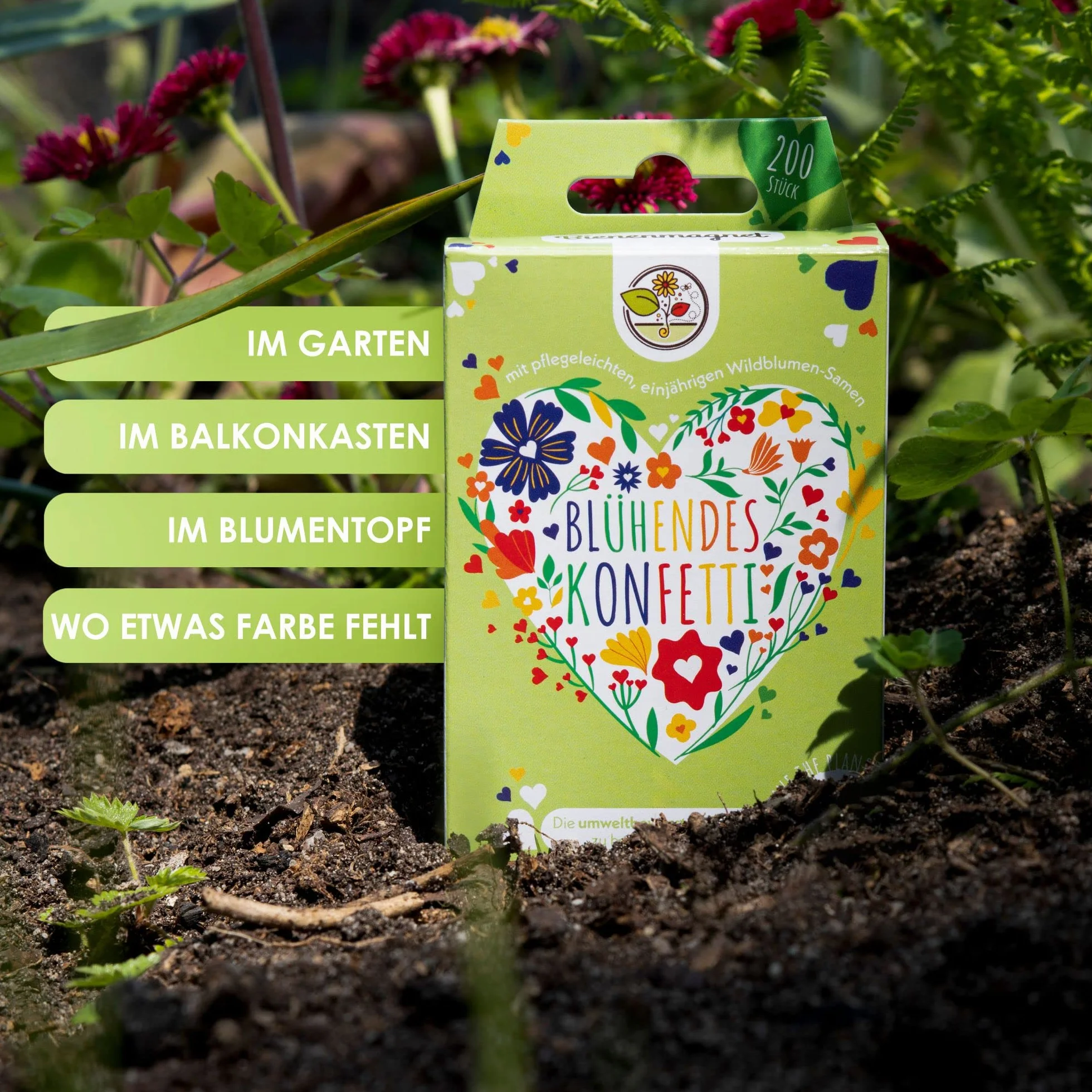 Confettis de graines fleuries pour fleurs sauvages multicolores - 100% biodégradable (200 pièces)