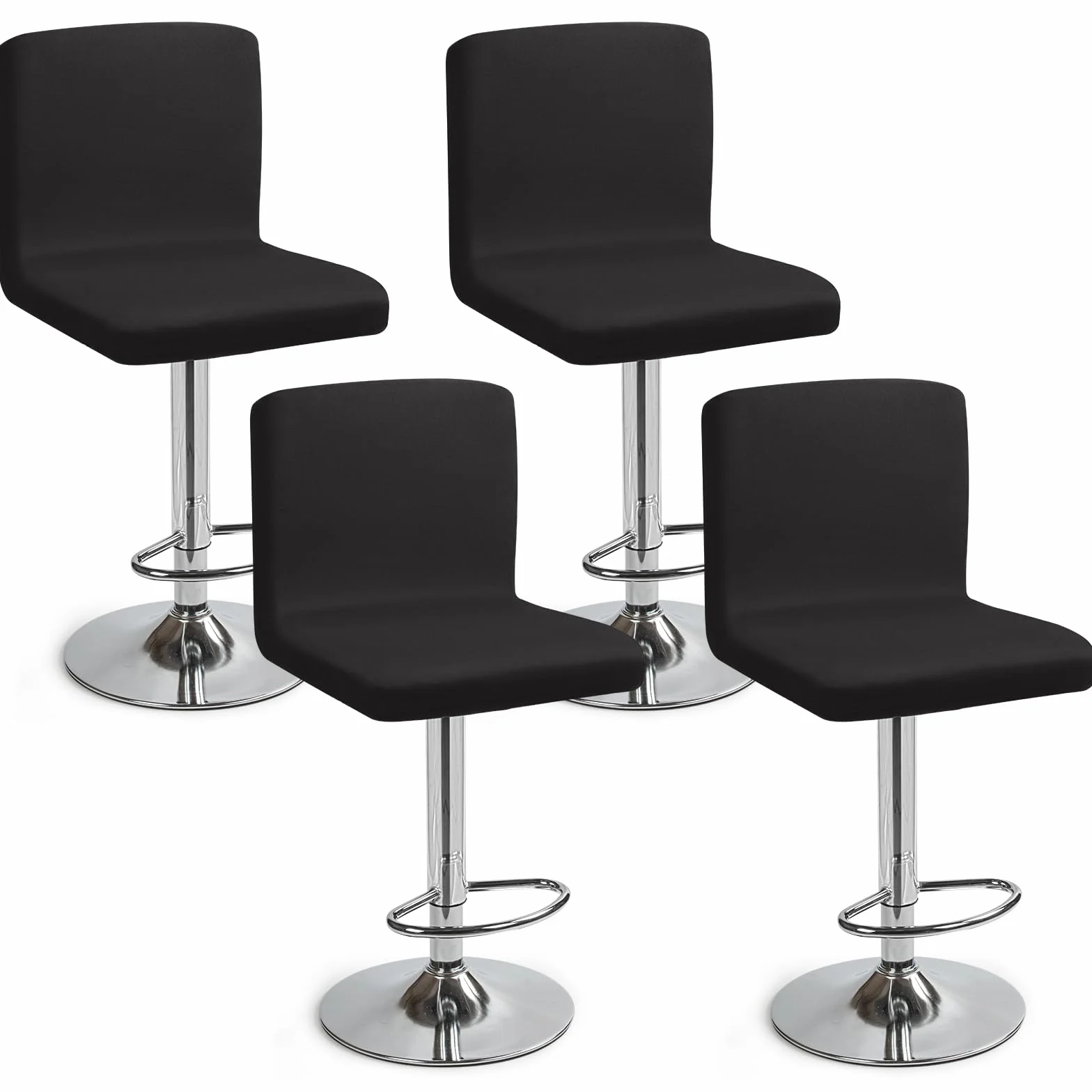 Housses de Chaise de Bar Extensible Lot de 4 Noir