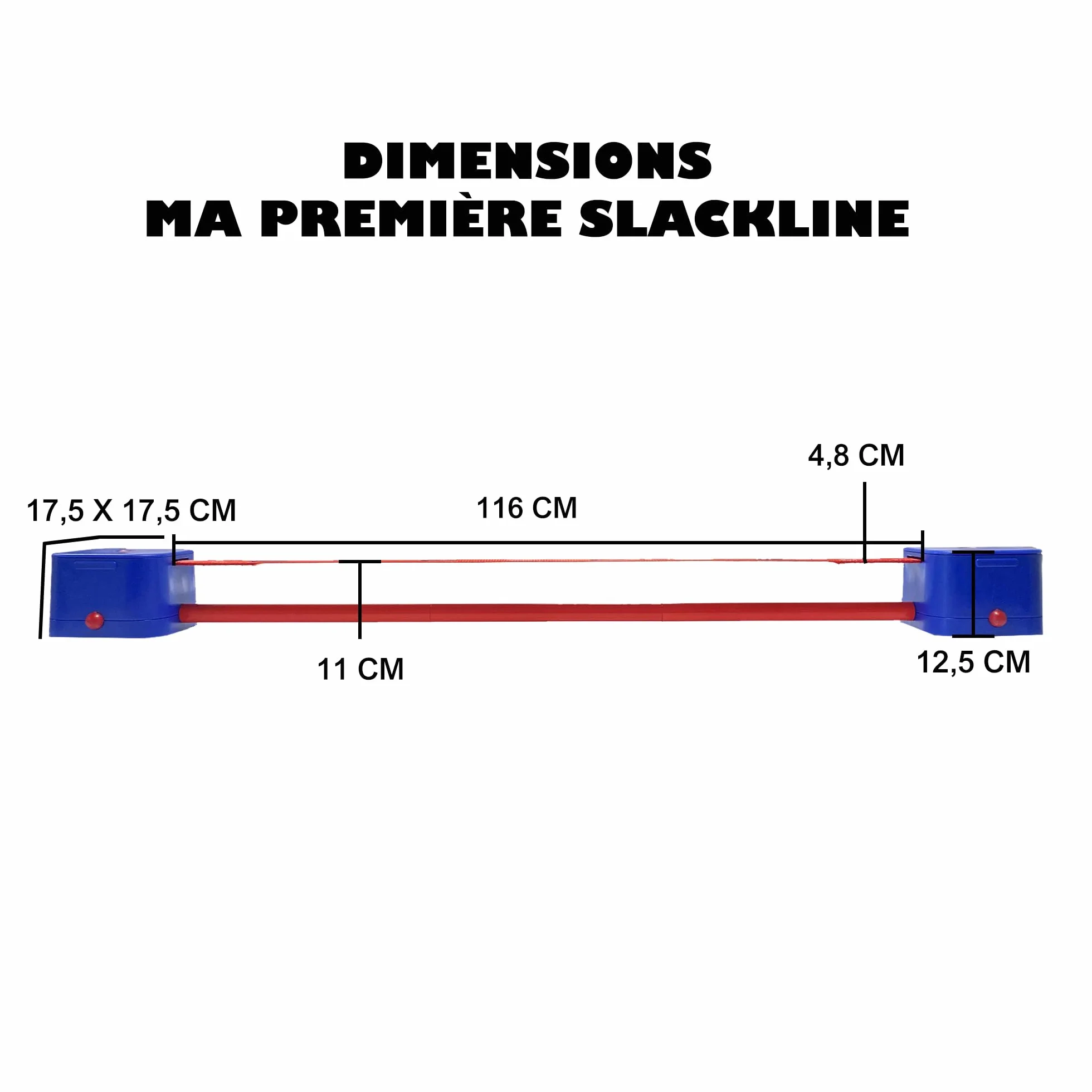 Slackline pour Enfants, Développer l'Équilibre et la Coordination, Bleu et Rouge