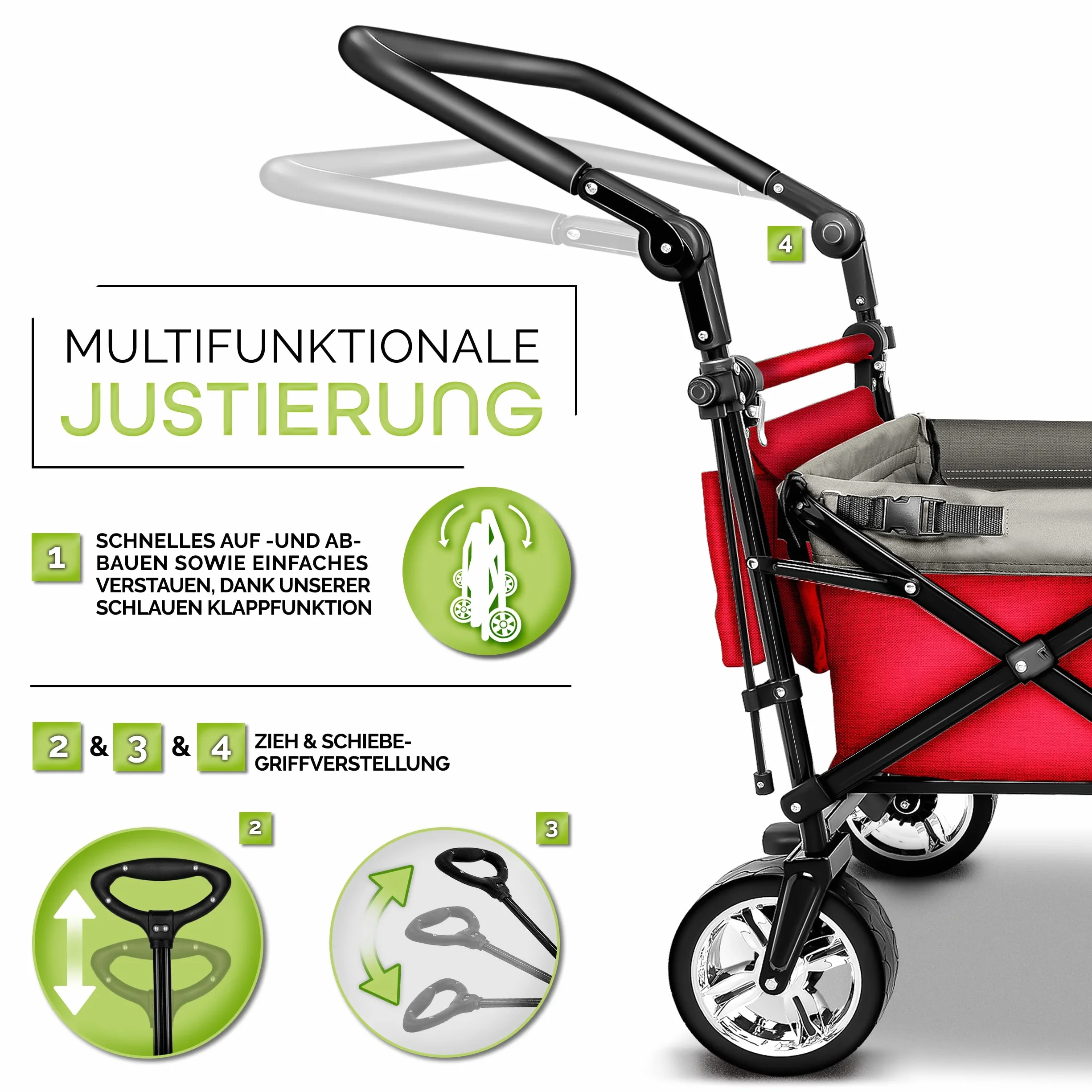 TRESKO Chariot de Transport Pliable avec Sac Isotherme et Frein pour Plage et Jardin