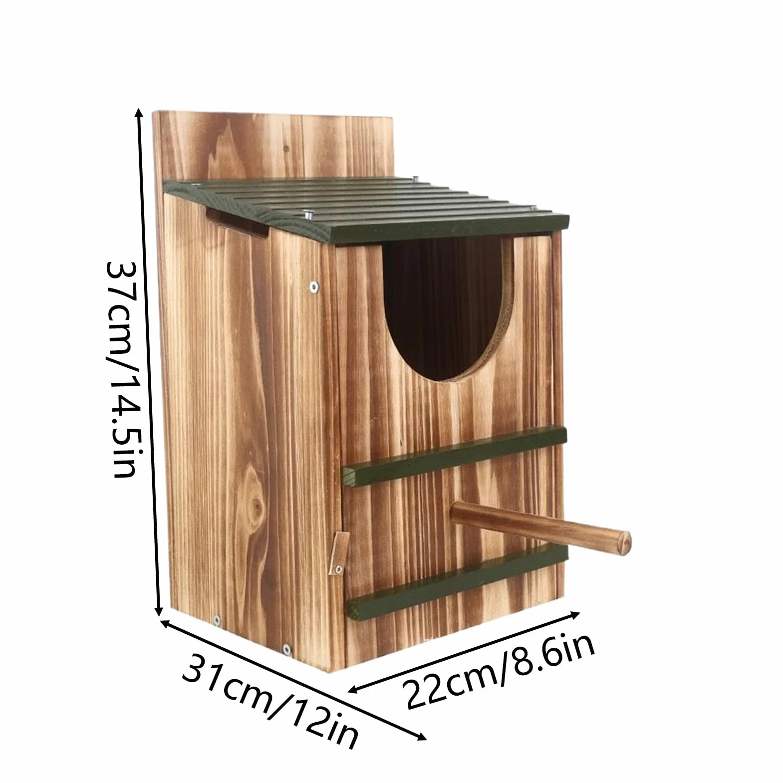 Niche pour écureuils en bois carbonisé 14,5 x 12 x 8,6 pouces, habitat extérieur durable