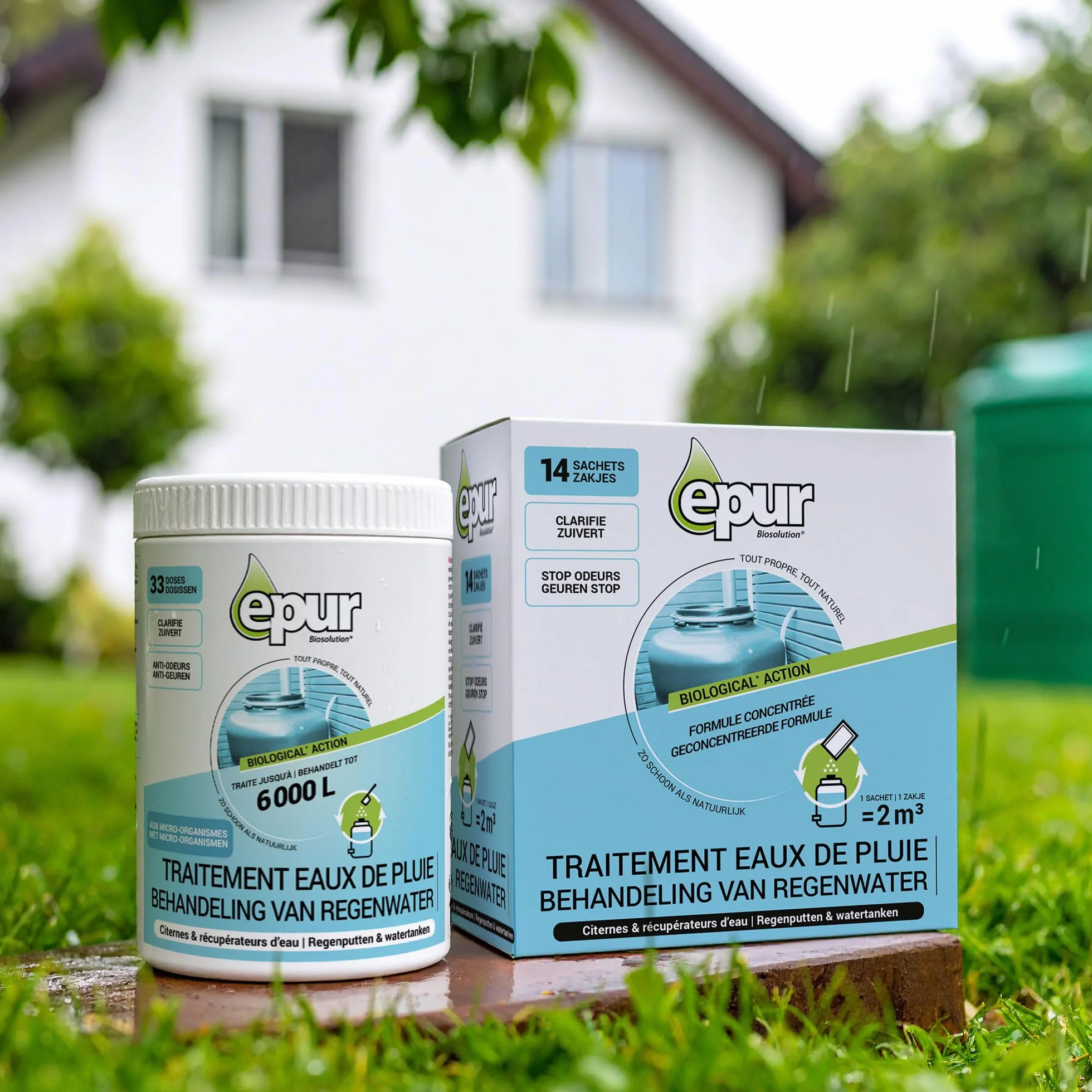 Epur Traitement Eaux De Pluie pour Citernes Réservoir Formule Concentrée 14 x 40 Gr