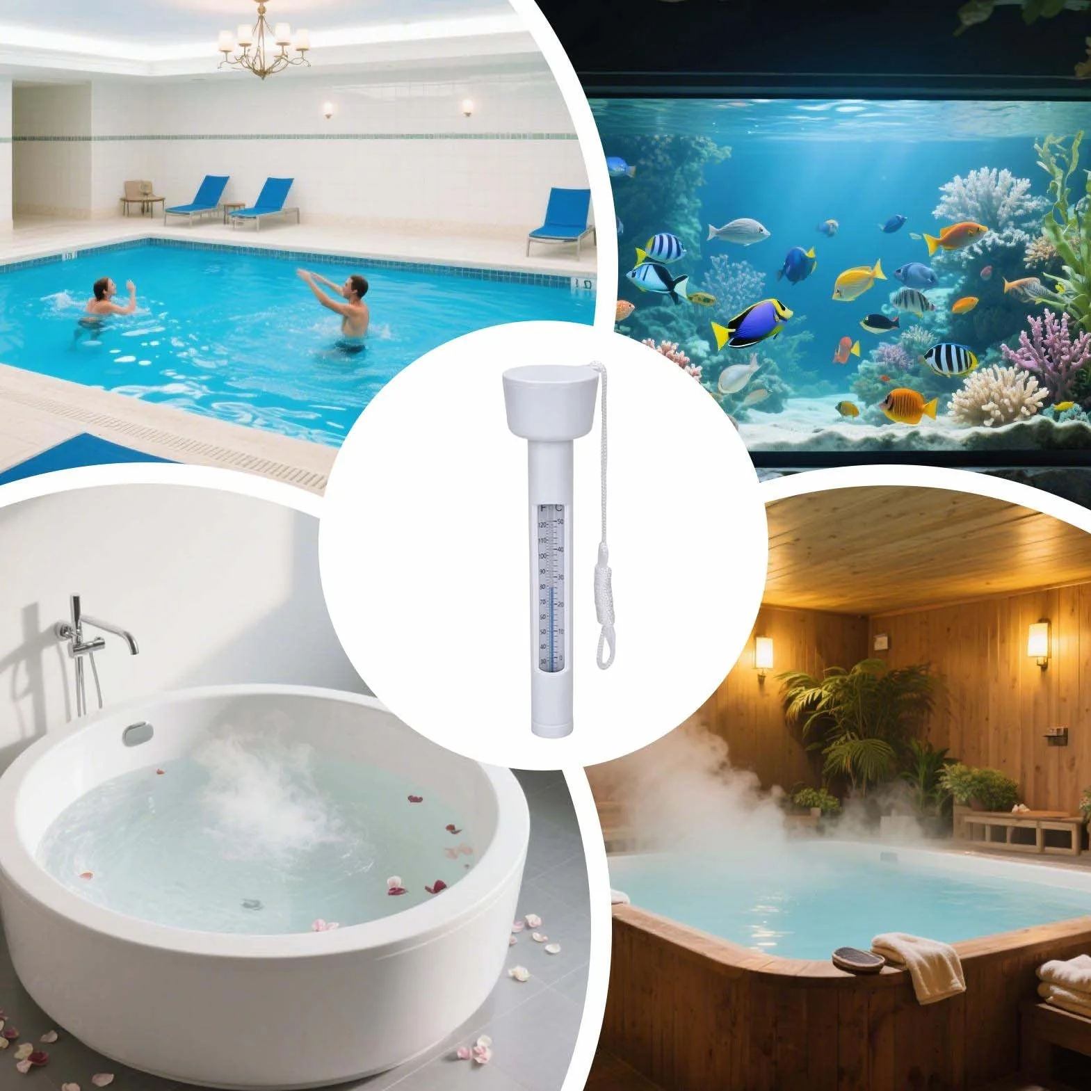 Thermomètre flottant pour piscine 0-50 °C avec laisse, accessoire spa aquarium étang