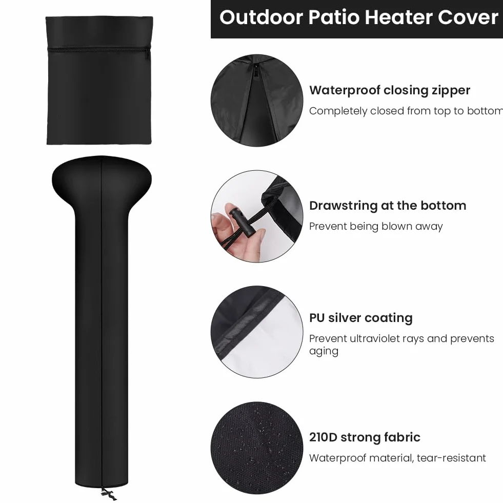 Housse de Protection pour Chauffe-Patio AOOWU Imperméable Oxford 180x65x35cm Rond