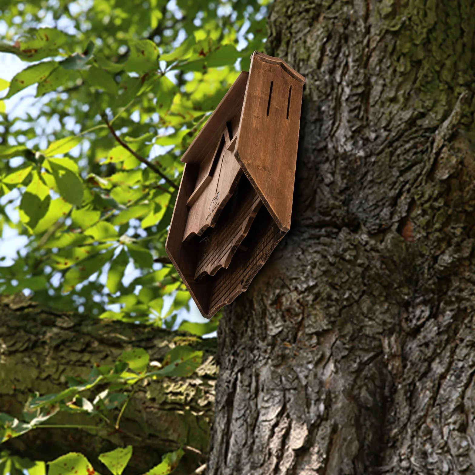 VIREESR Maison chauve-souris extérieur bois grande boîte deux chambres durable facile accrocher