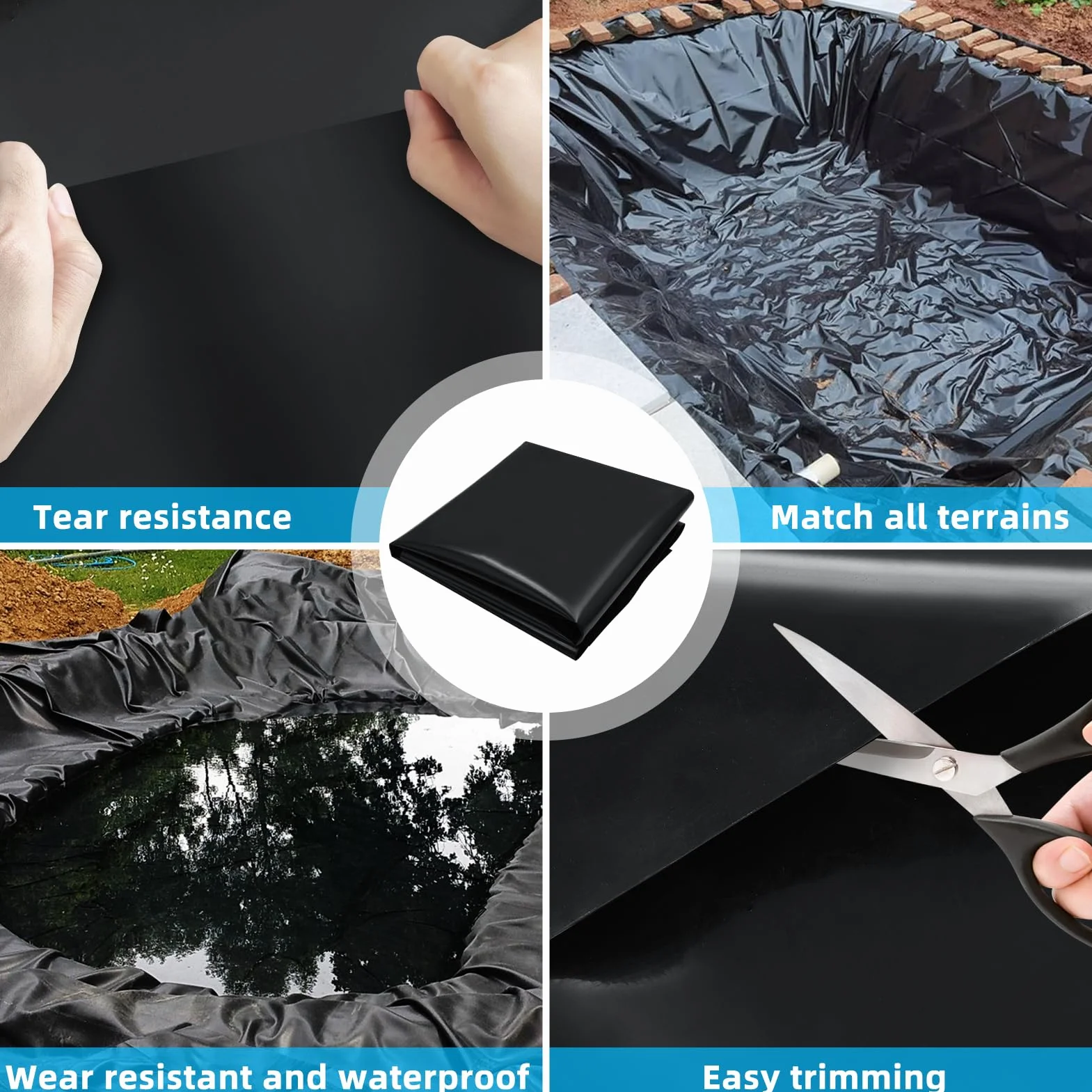 Bâche pour bassin HDPE 6x6m 0,5mm étanche résistante UV intempéries déchirures jardin poissons fontaine cascade