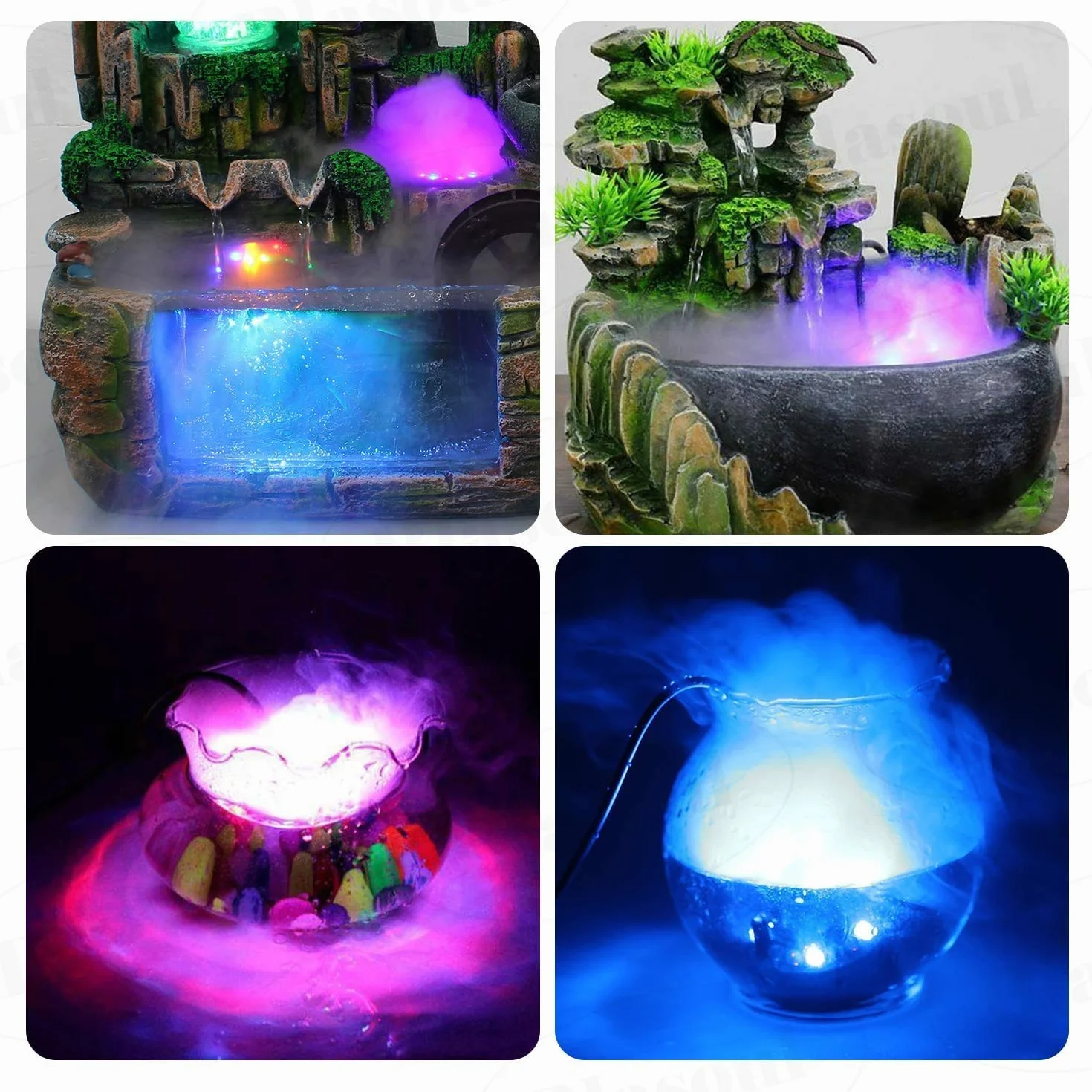 Mini Mist Maker 12 LED Mister Fogger Water Fountain Pond Fog Machine Humidificateur Fontaine D'intérieur pour Halloween Décoration de Noël