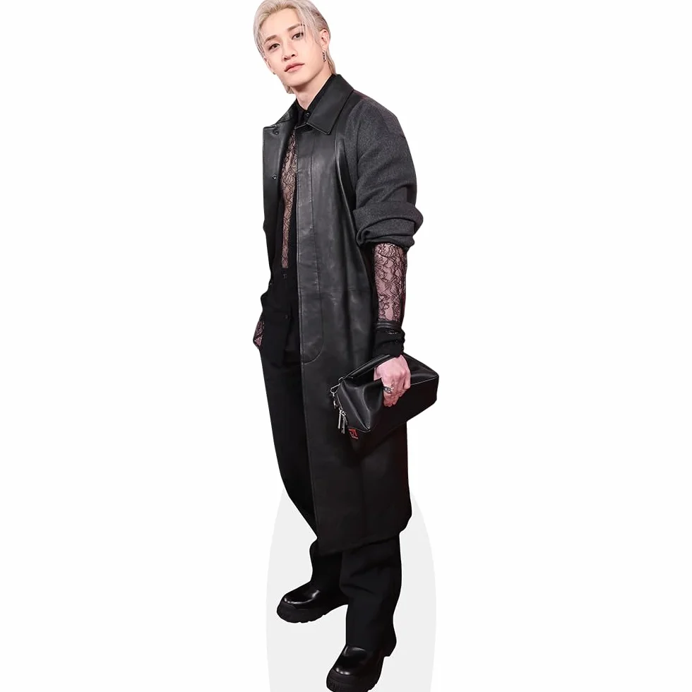Bang Chan Black Outfit Silhouette en Carton Grandeur Nature