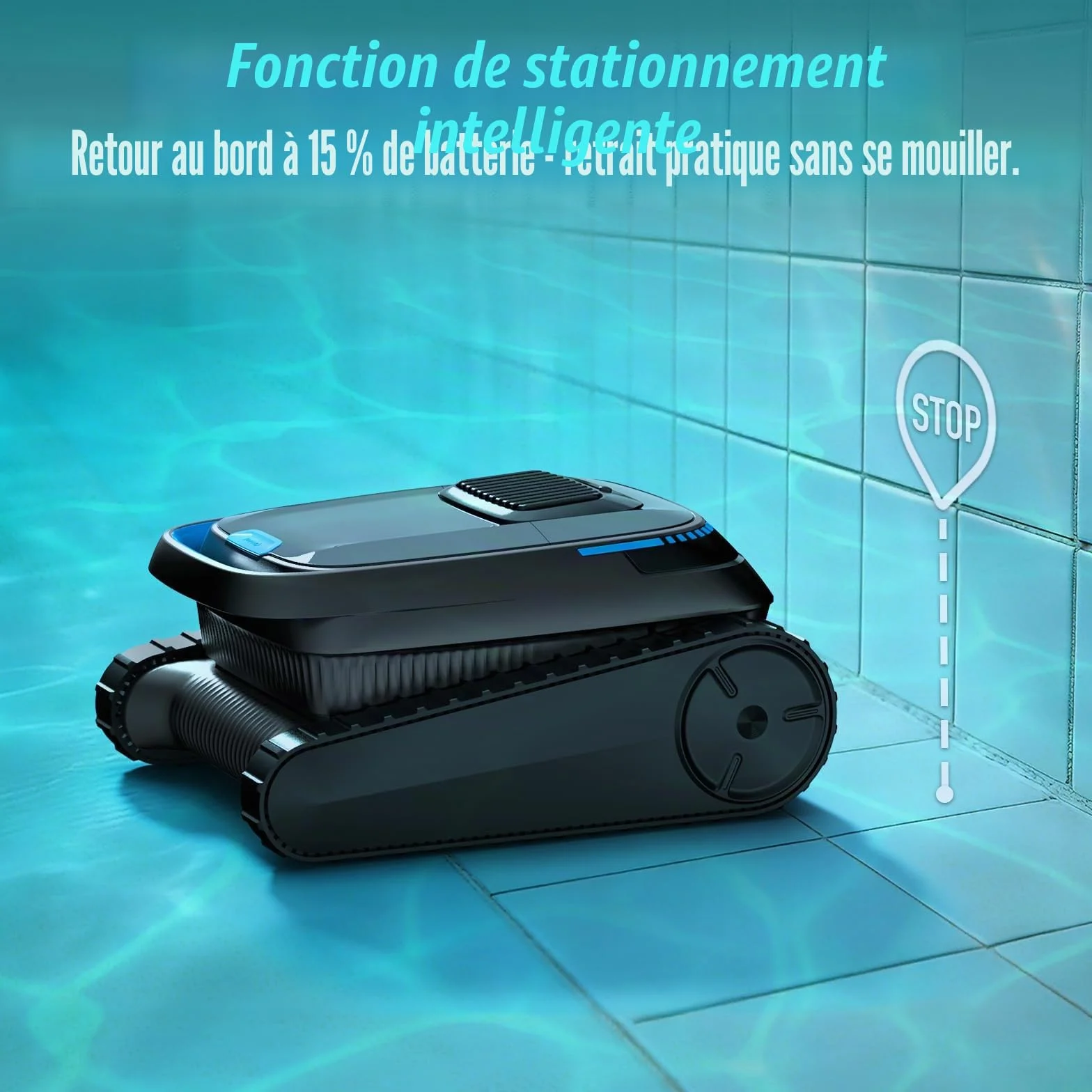 PC10 Robot Piscine sans Fil Sol et Parois, Aspirateur Piscine Batterie 18927 LPH 170 ㎡
