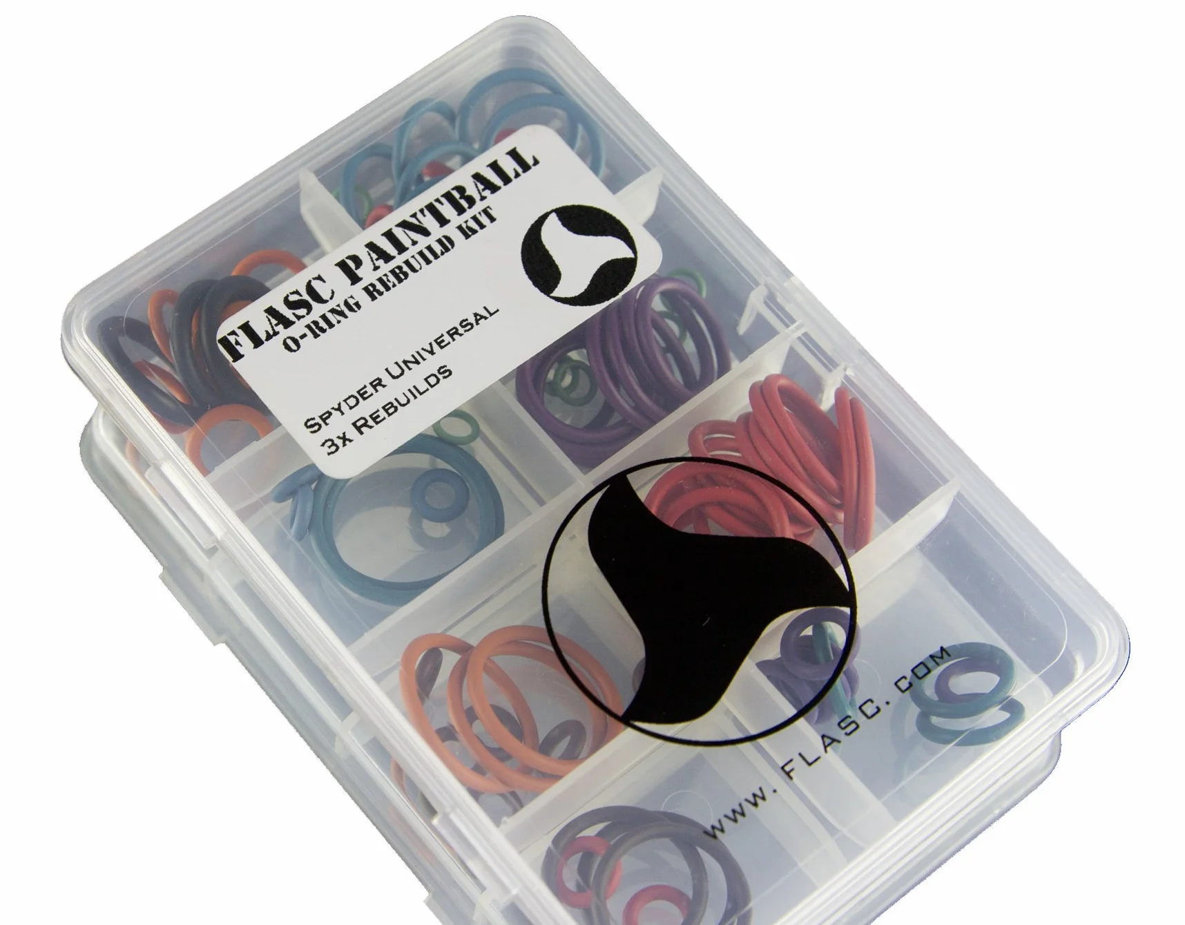 Flasc Paintball Kit de Reconstruction de Joints Toriques – Compatible avec Les Marqueurs Spyder – Code Couleur, 3 Reconstructions Complètes, Boîtier de Rangement Inclus