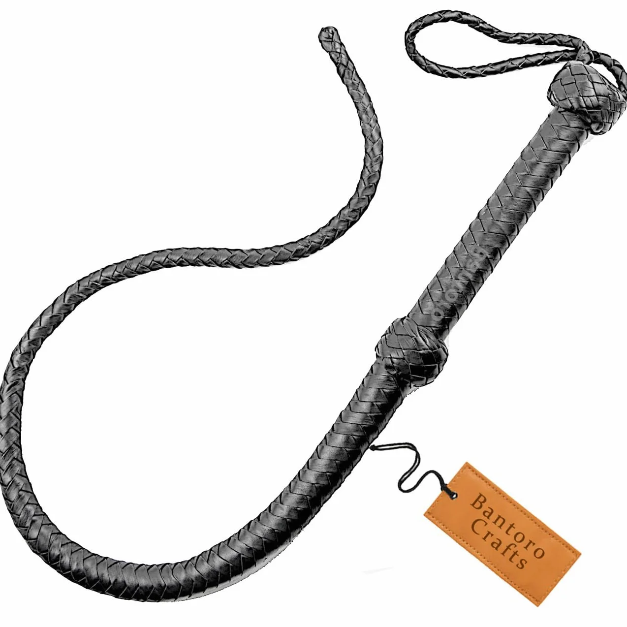 Fouet en cuir de vachette véritable de 0,90 m, 8 couches, fouet à queue unique avec pagaie sur le dessus tressé