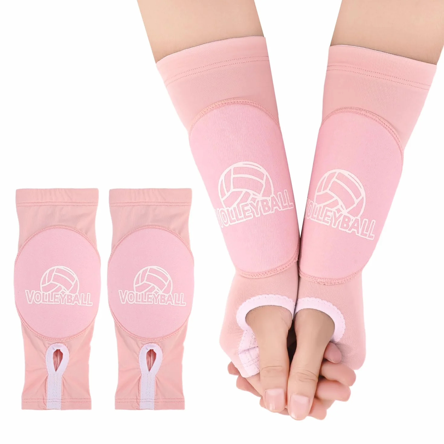 NQEUEPN Manchons de Bras de Volley-Ball, Protège-Bras de Volley-Ball Rose avec Coussinets Protection Trous pour les Pouces Gants Protection pour les Avant-Bras Volley-Ball pour Adolescents Jeunes