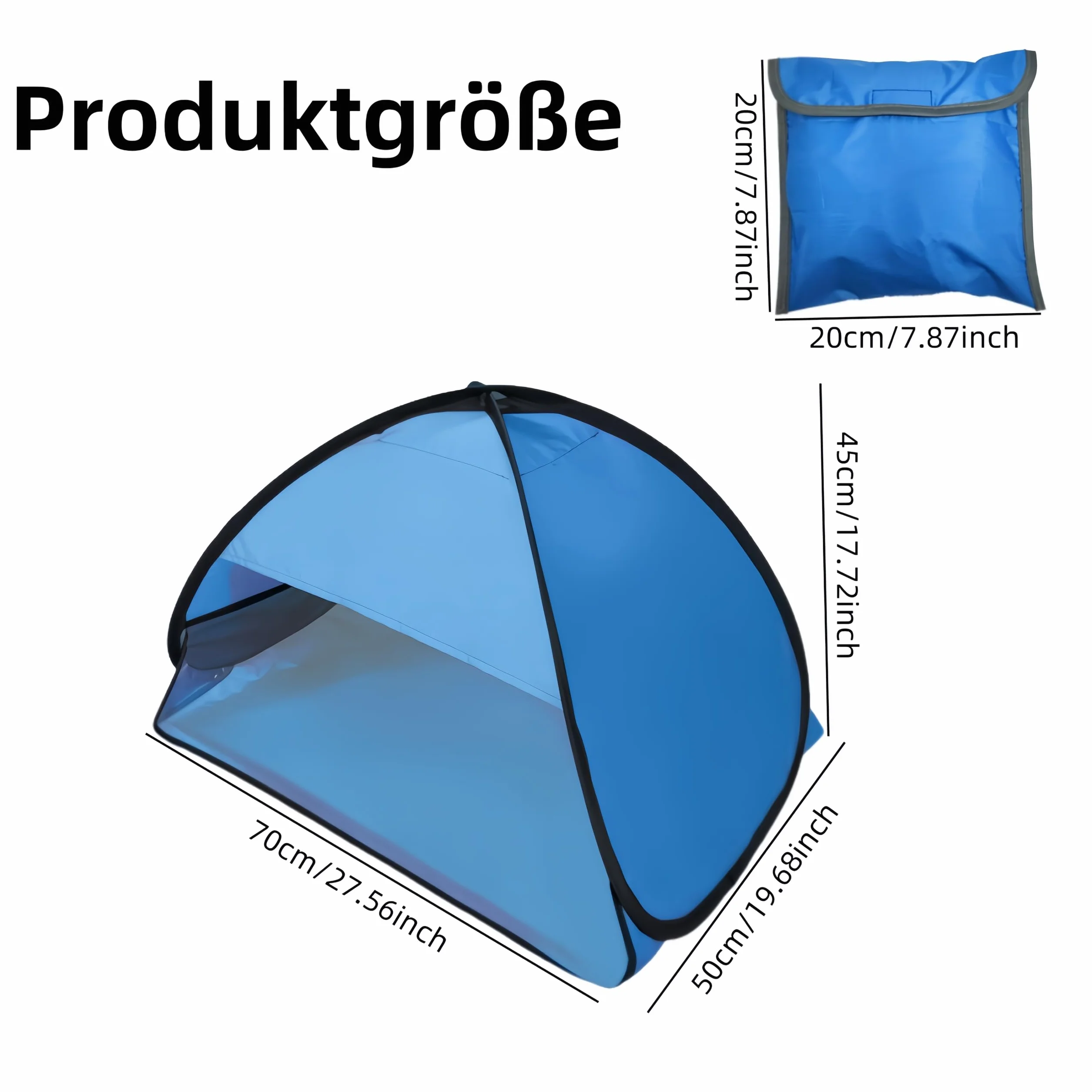 Protection solaire portable - Tente de plage automatique - Pop-up - Protection solaire - Voyage - Mini tente de tête - Double sort bleu