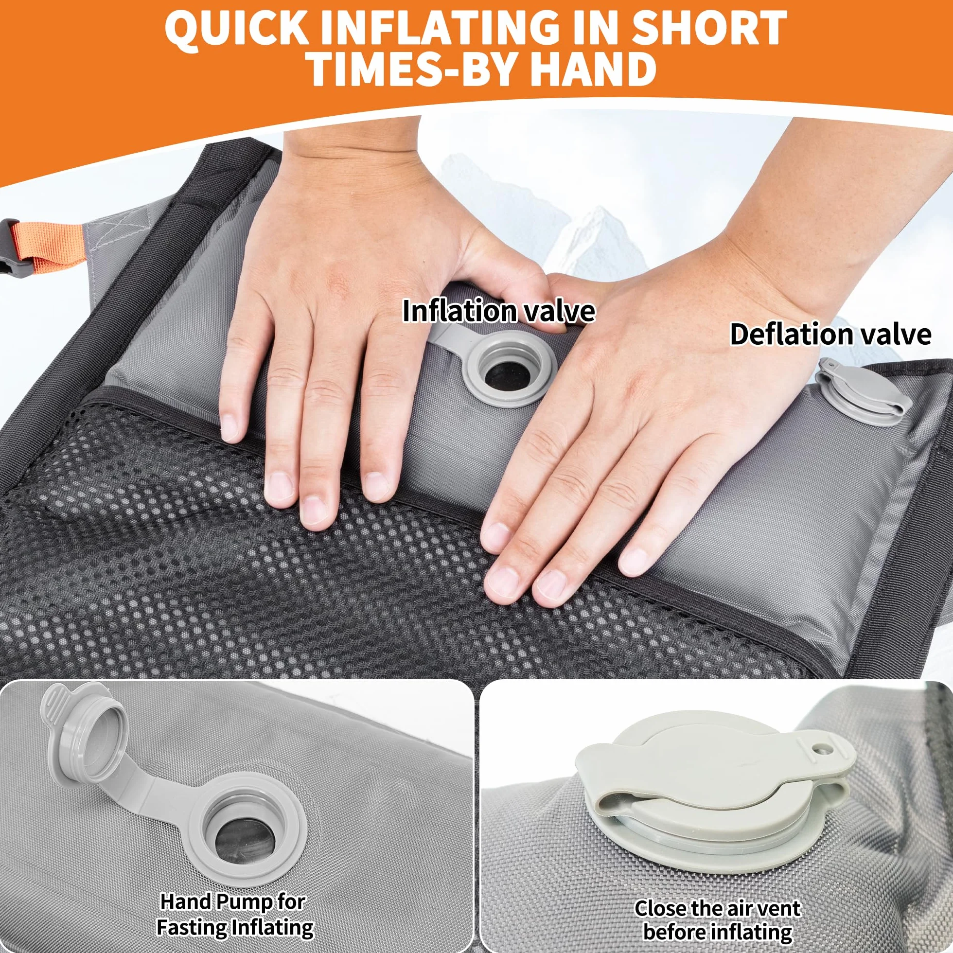 EULANT Coussin de Stade Gonflable avec Dossier, Résistant à l'eau Sièges au Sol avec Dossier, Chaise Plage pour Camping Kayak Randonnée Evénements Sportifs Concerts