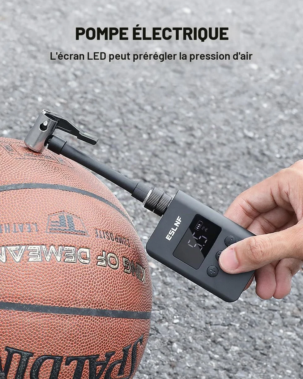 NXPGKEA Mini pompe à vélo électrique avec jauge de pression numérique LCD, pompe à air ultra petite 120 psi, batterie rechargeable de type C, pour ballons de vélo et moto
