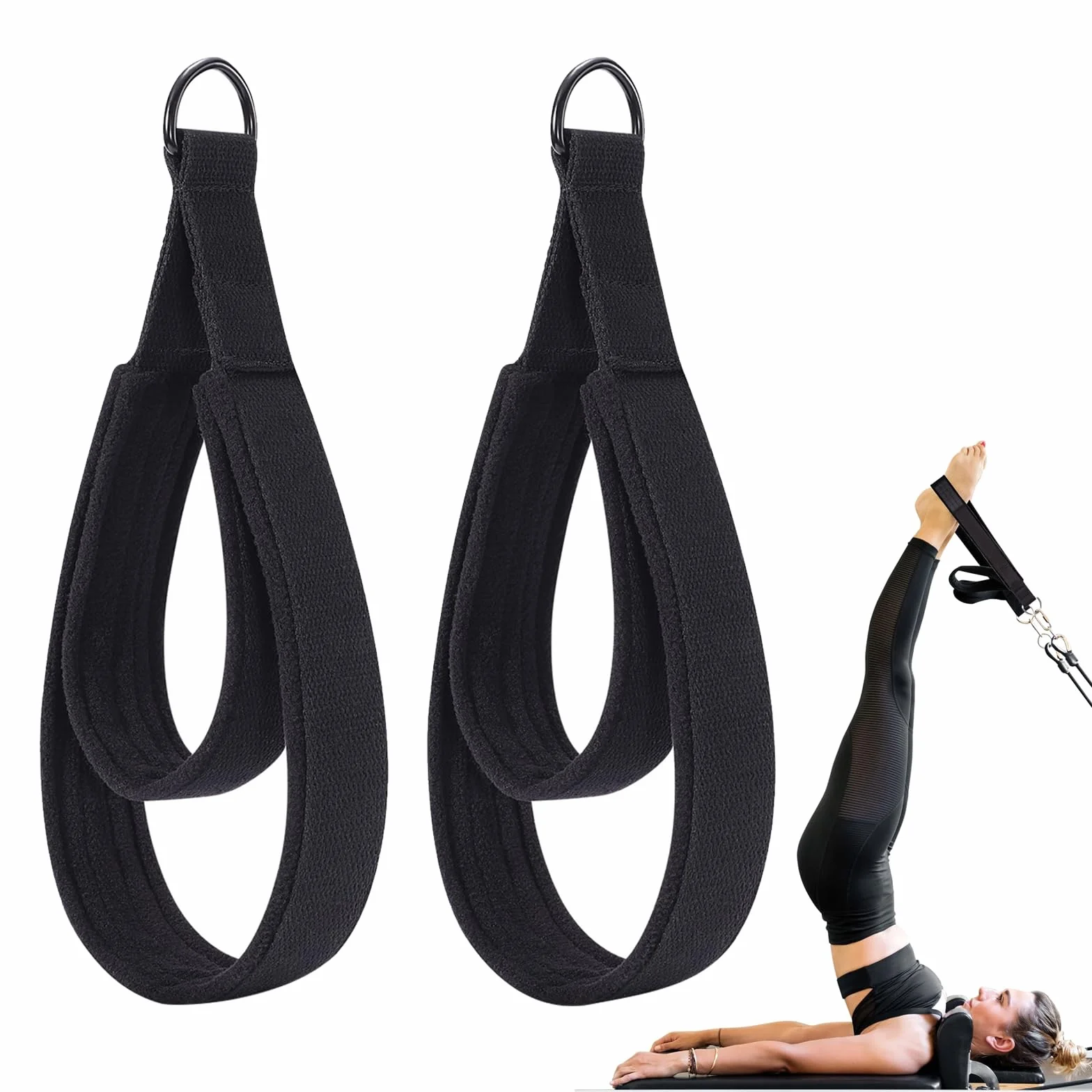 2 Pièces Sangles De Pilates, Sangle Musculation à Double Boucle, Épaisseur Confortable Avec Anneau En d, pour Bande De Resistance Musculation, Entraînement à Domicile, Sangle De Tirage