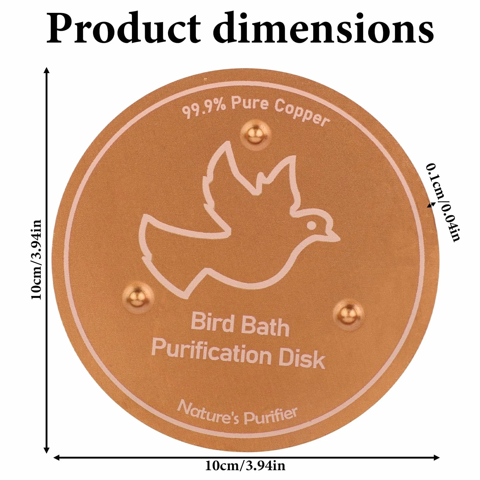 Penitue Disque Cuivre 10cm Support Triple Point Robuste Purification Bain d'oiseaux
