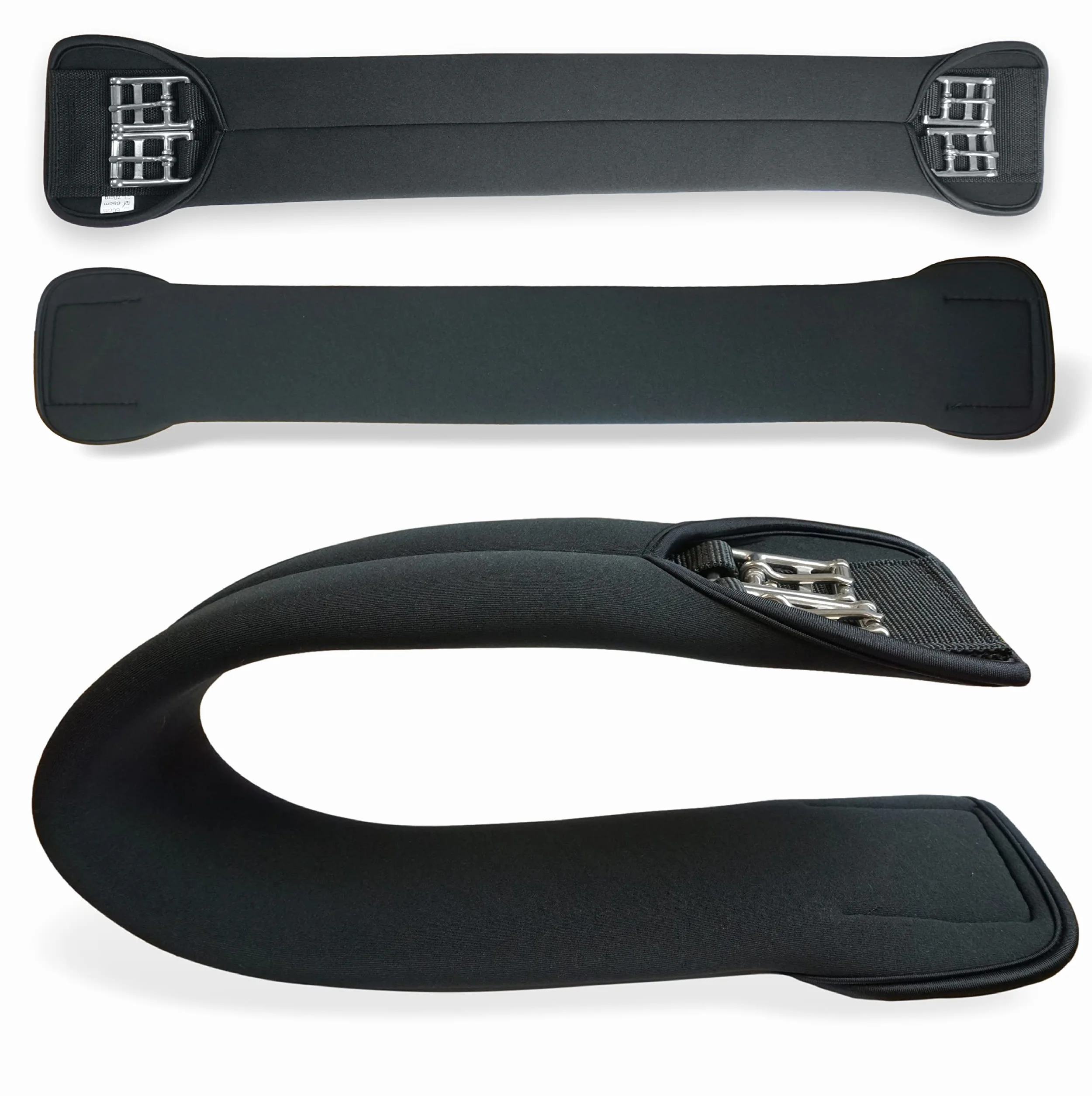 Sangle de selle courte en néoprène pour cheval - Convient comme sangle de selle - Sangle de selle - Sangle ventrale - Sangle en néoprène noire (60 cm, noir)