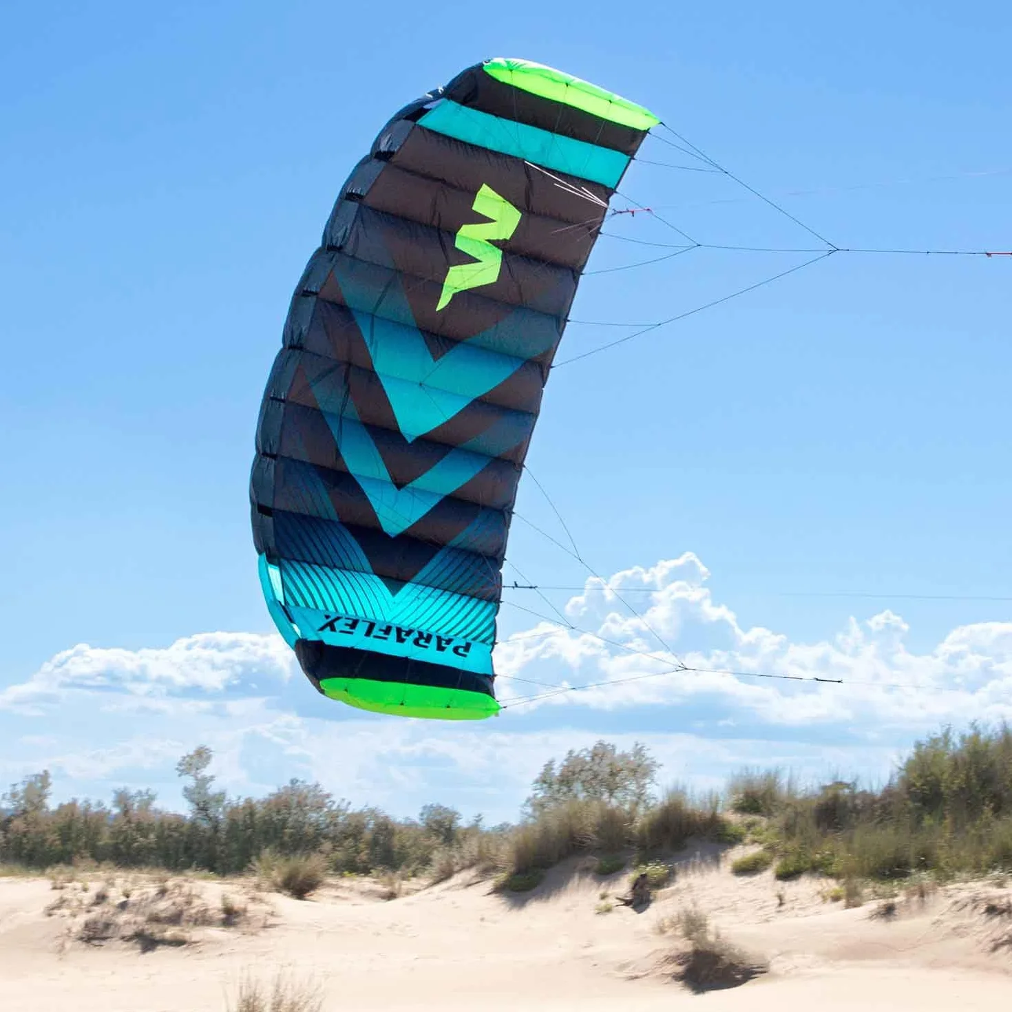 Wolkenstürmer Paraflex Trainer 3.1 Vert Fluo Aile de Kitesurf 3 Lignes Cerf-Volant Traction