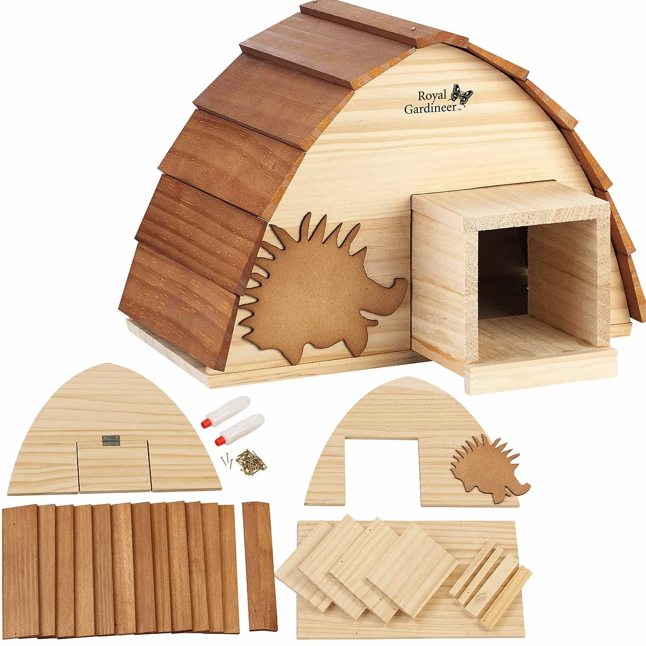 Abri pour hérisson en bois avec toit de bardeaux Royal Gardineer