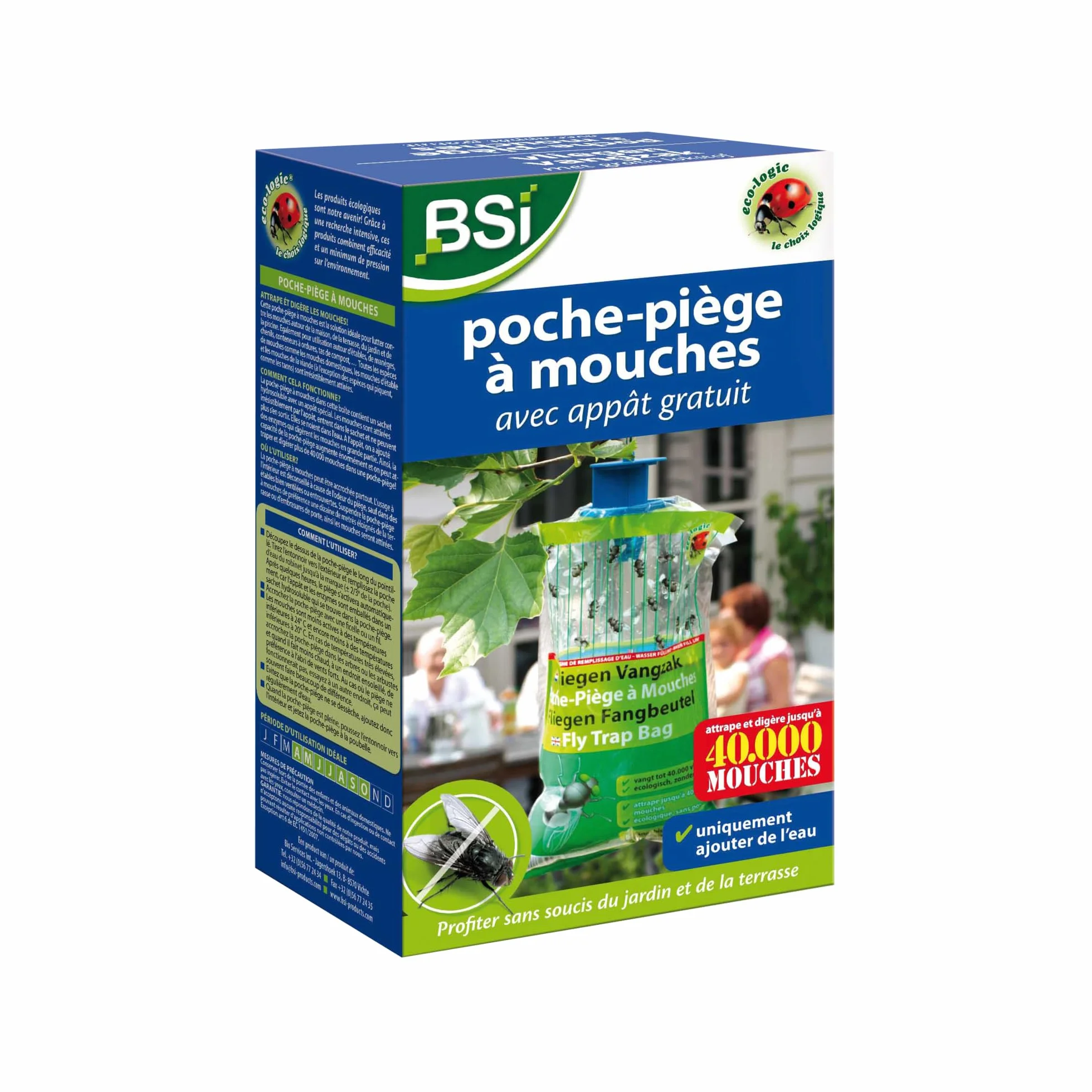Poche Piège A Mouches Avec Appât Pour Extérieur - Attrape Jusqu'à 40 000 Insectes - Plastique Vert/Bleu