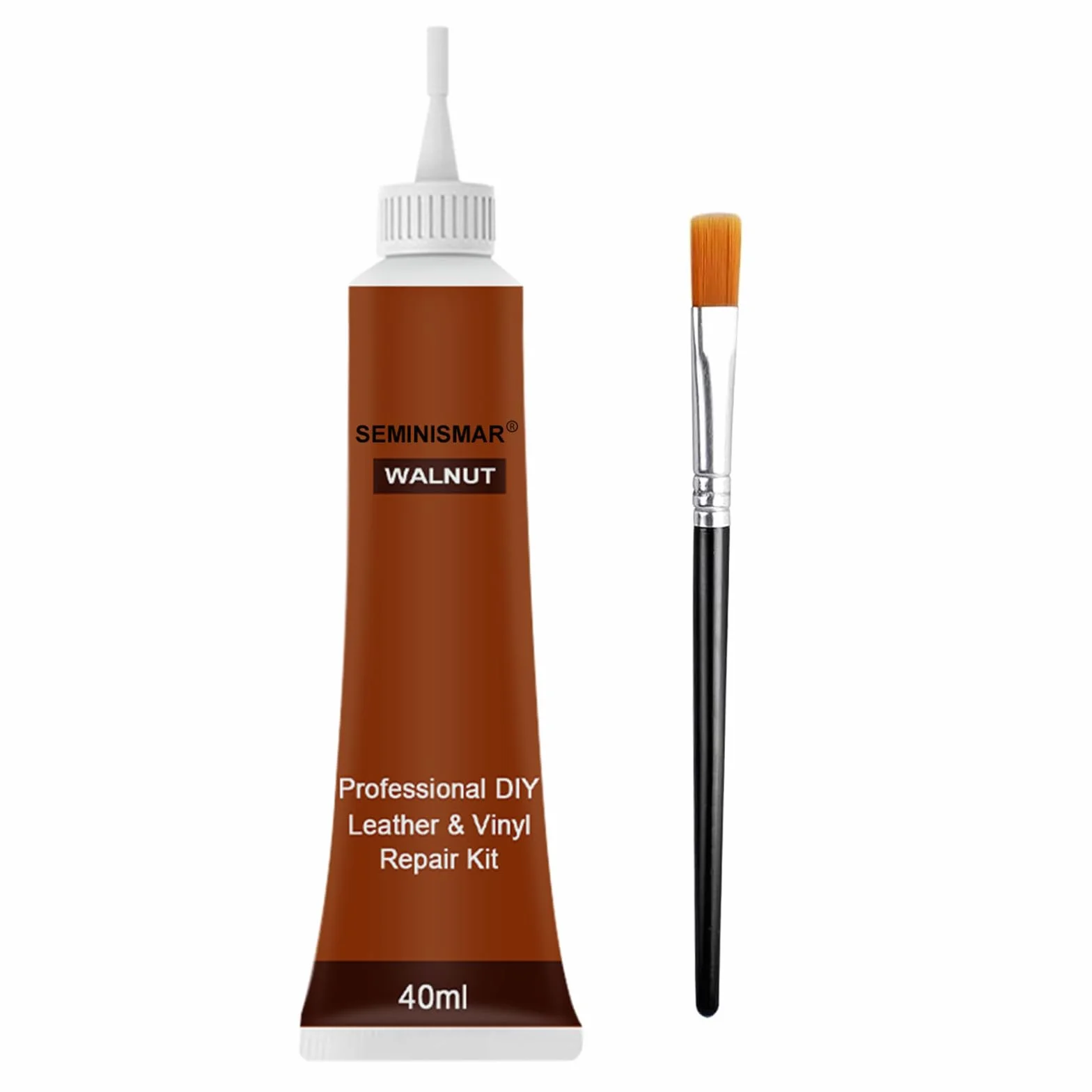 Gel De Réparation pour Cuir,Pâte Réparatrice Cuir,Nylon Art Pinceaux Brun,40 ML