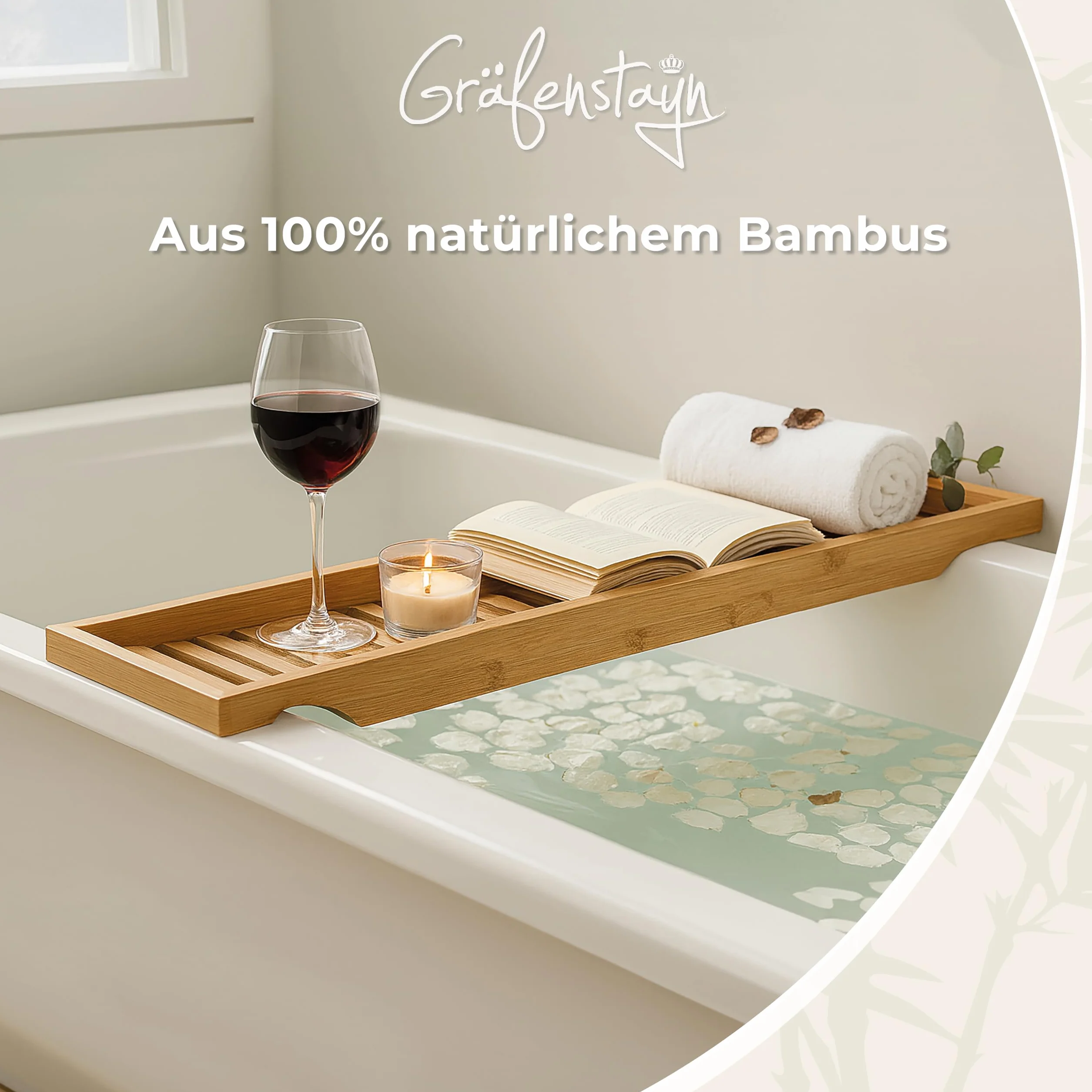 Torrex 30540 Tablette de Bain en Bambou Plateau 74 x 15 x 3,5 cm