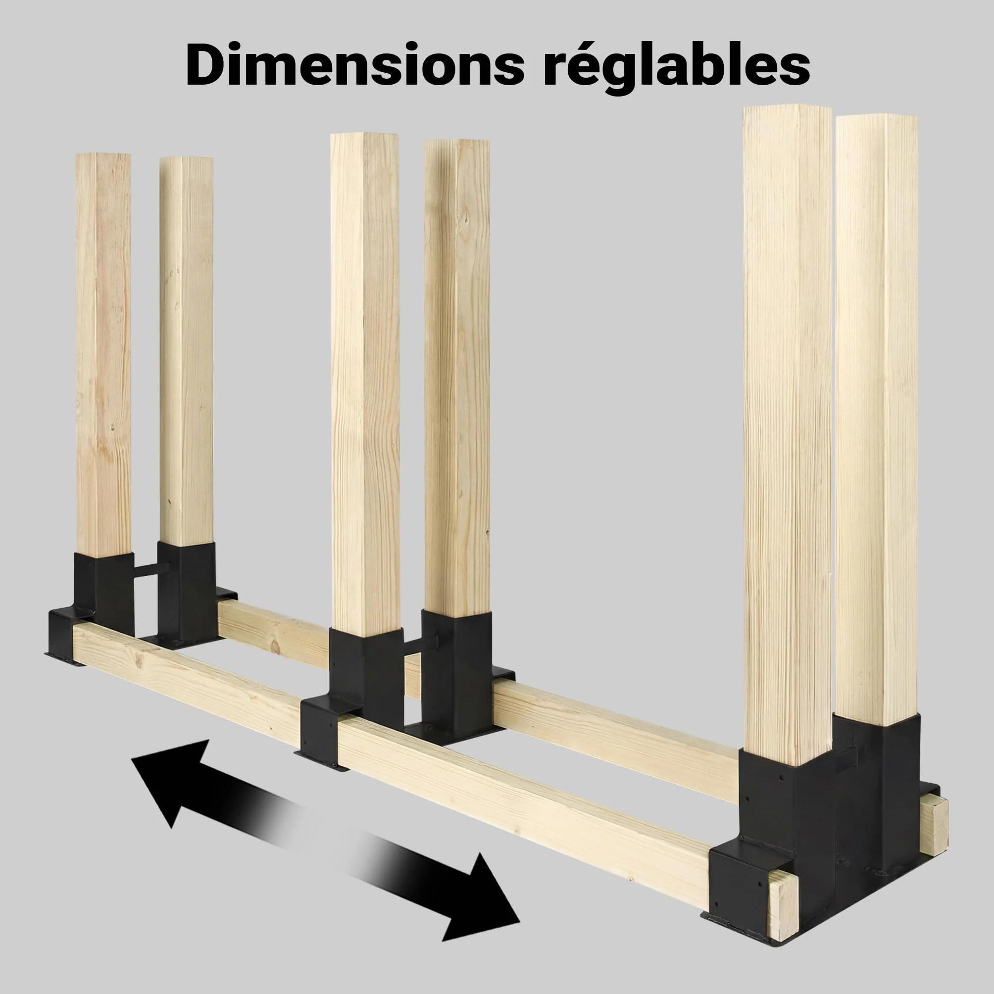 WilTec Lot de 2 Supports serre-bûches 335 x 85 x 130 mm Revêtement par poudre