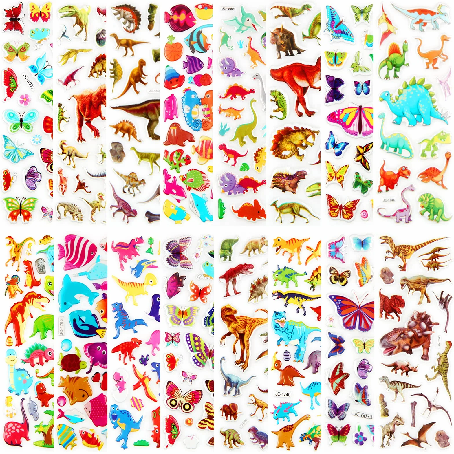 Meafen Autocollants Animaux 3D pour Enfant 52 Feuilles Pack de Variétés Plus de 1100 Pièces