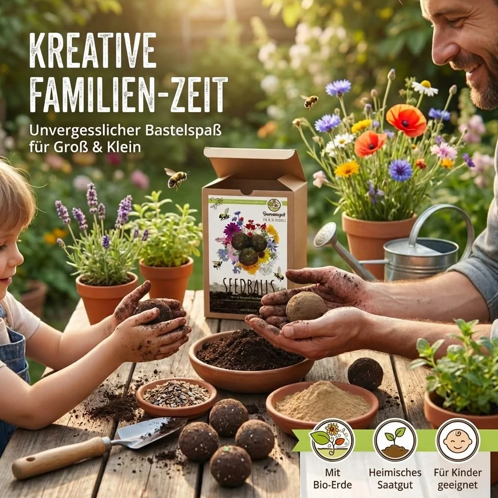 Kit prêt-à-pousser bombes de graines DIY pour abeilles et papillons