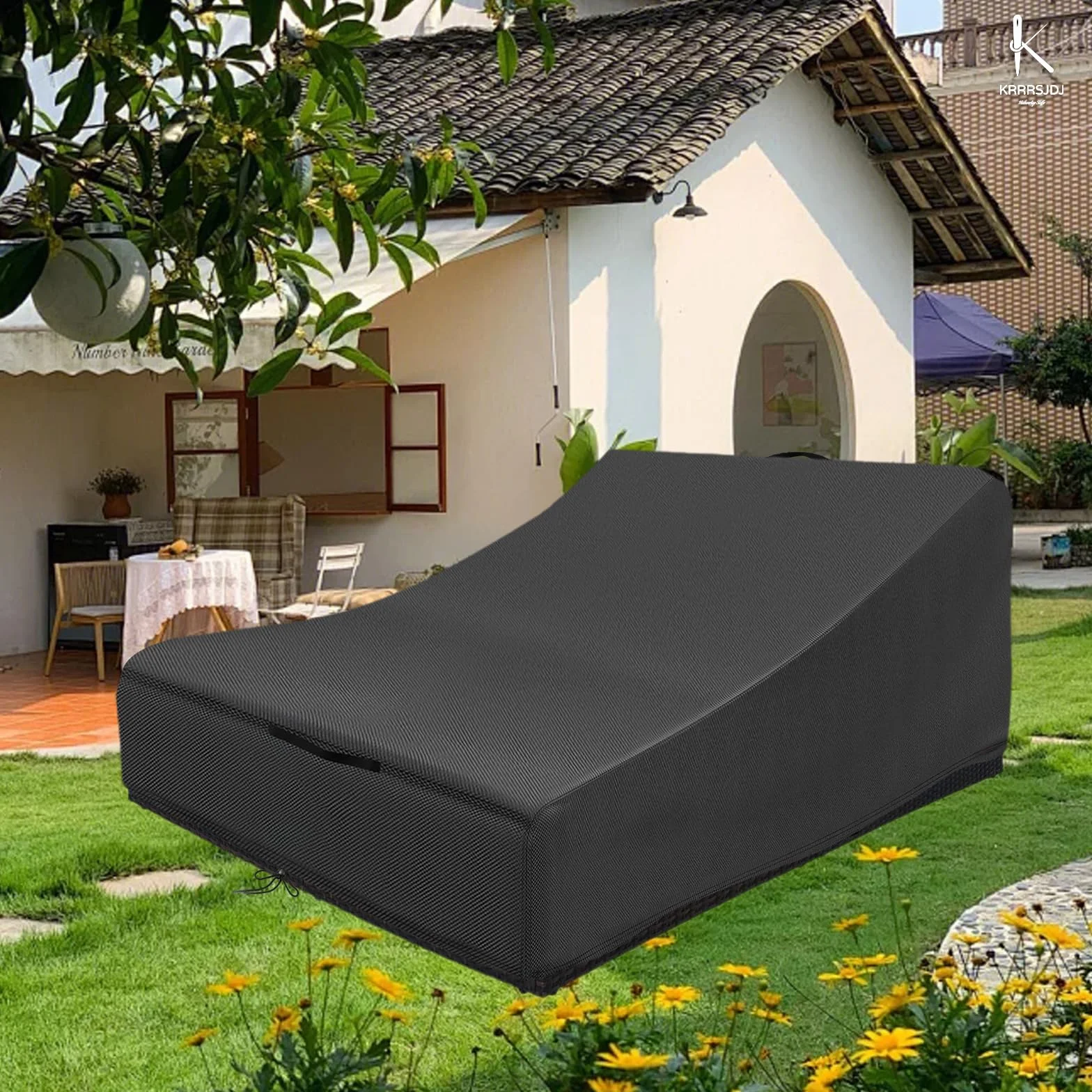 Housse Double Chaise Longue Extérieur Imperméable Tissu Oxford 420D 210x160x40/90cm Noir