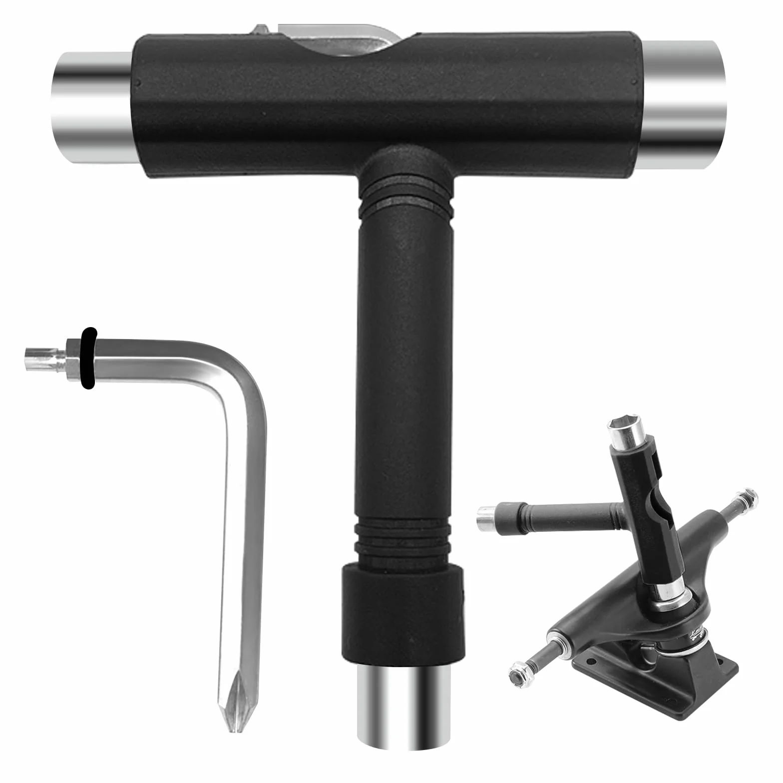 Outils de Skate T Forme Skate Accesoire Tout-en-Un Outil Portable avec Tournevis pour Débogage et Maintenance du Skateboard