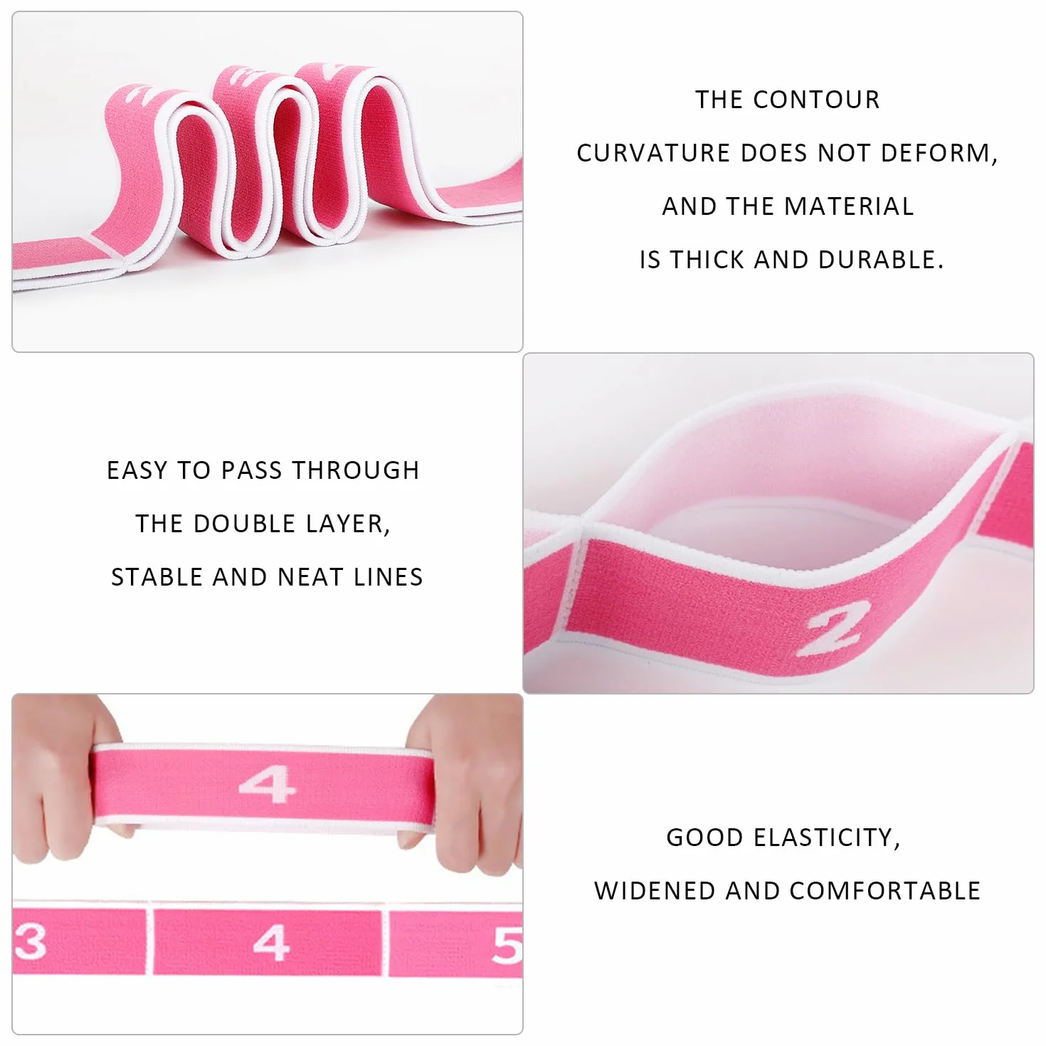 1 bande élastique pour le sport, accessoires de gymnastique, ceinture de yoga pour étirement, équipement de fitness, bande élastique extensible, ceinture auxiliaire extensible (rose rose)