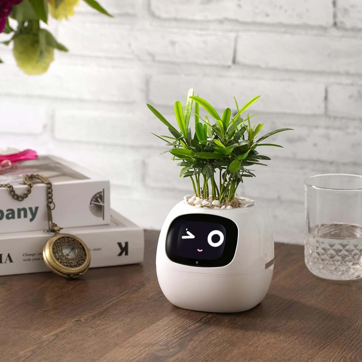 Ivy AI Pot de fleurs intelligent pour décoration de la maison, robot d'entretien des plantes (Vert)