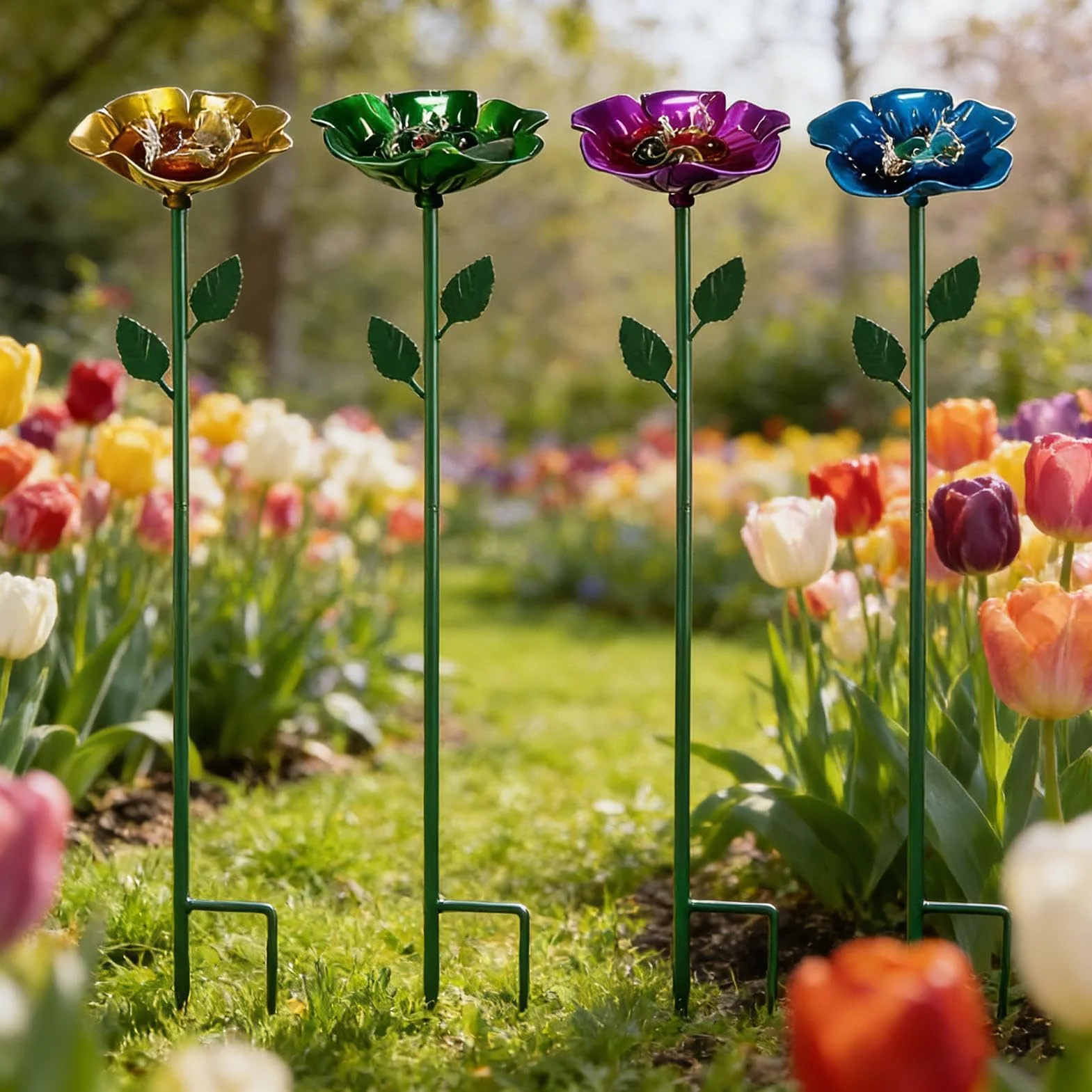 Abreuvoir à Abeilles en Métal Lot de 4 Bassins Extérieur pour Papillons et Abeilles Jardin Balcon