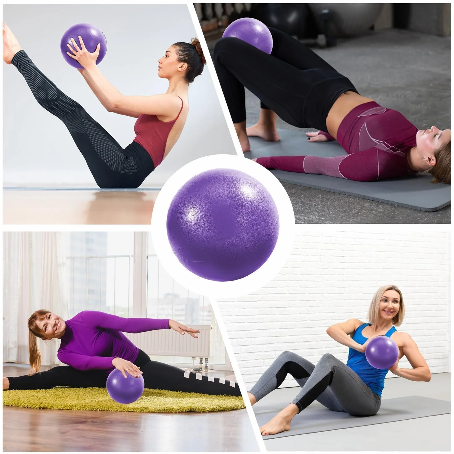 25cm Ballon Pilates, Ballon Gym avec Paille de Gonflage Ballon Fitness de Gymnastique Ballon de Grossesse Anti-éclatement Ballon Yoga pour Pilates Barre Rééducation et Renforcement du Tronc