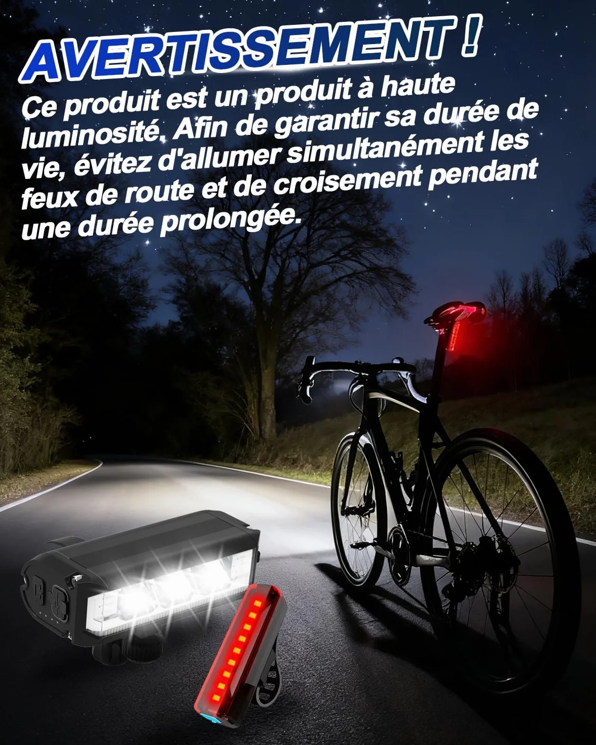 Victoper Lumiere Velo Avant et Arrière,Eclairage Velo Faisceau Large, 2025 Amélioré Lumen élevé Lampe Velo LED Puissantes, IPX4 Étanche,Eclairage Velo pour Cyclisme sur Route en Montagne
