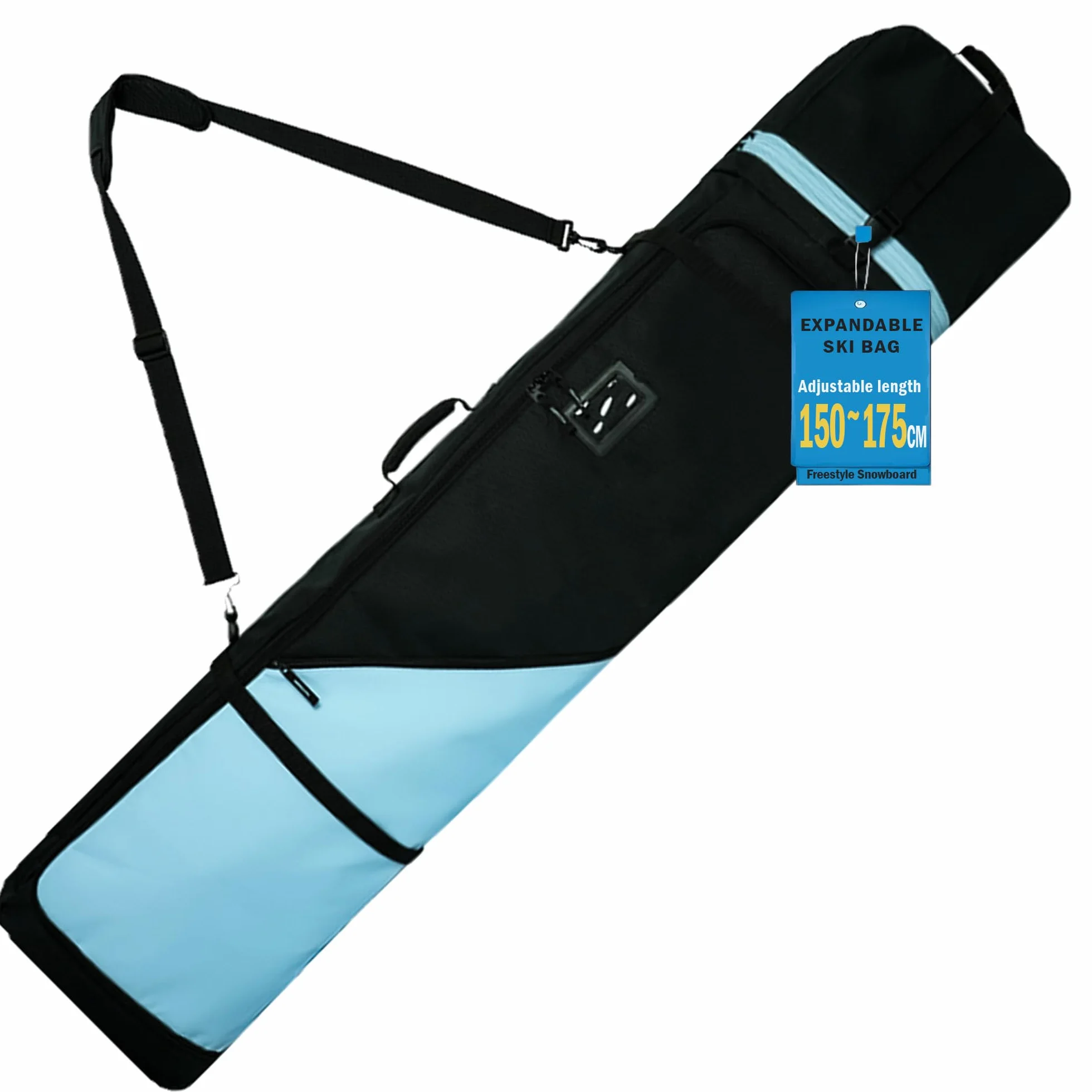 AUMTISC Housse de Snowboard, Sac de Voyage pour Snowboard, Sac de Rangement pour Skis, Bottes et équipement, Longueur réglable de 156 cm à 181 cm