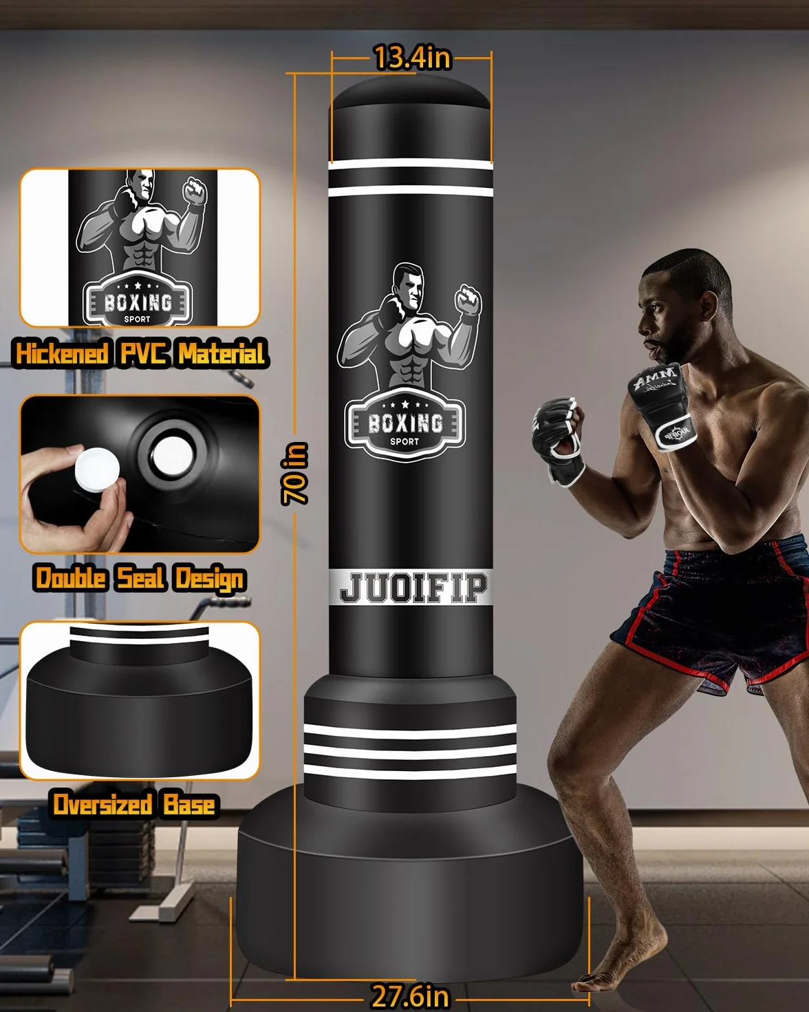 Sac de Frappe Adulte 180cm- Sac de Boxe Lourd autoportant avec Gants de Boxe et Pompe, Sacs de Kickboxing avec Support pour l'entraînement MMA Muay Thai Fitness Débutants