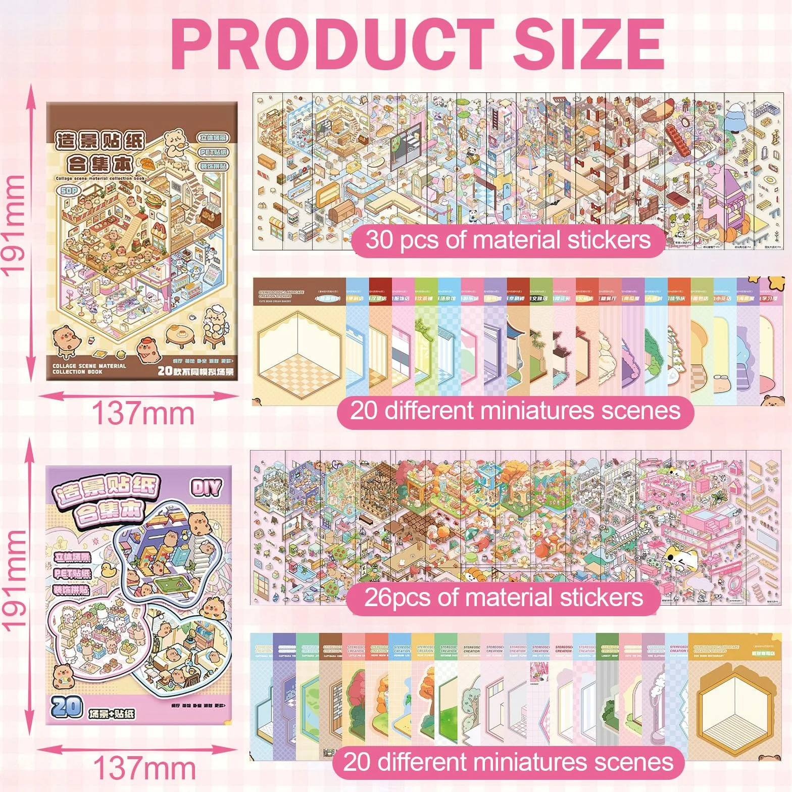 40 Pièces Autocollants Scène 3D DIY Maison pour Adultes Enfants Adolescent Soulager Stress