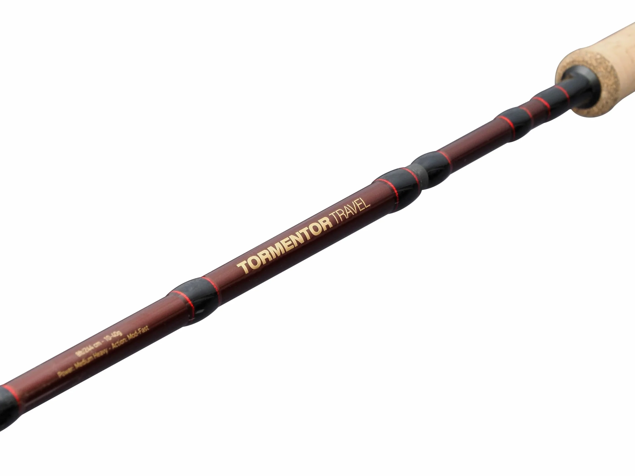 Abu Garcia Tormentor2 Travel Spinning Rod, légère avec Blank en Carbone 24T, poignée en liège, Design Compact, Poissons prédateurs d'eau Douce et d'eau salée, 3.04m 25-65g
