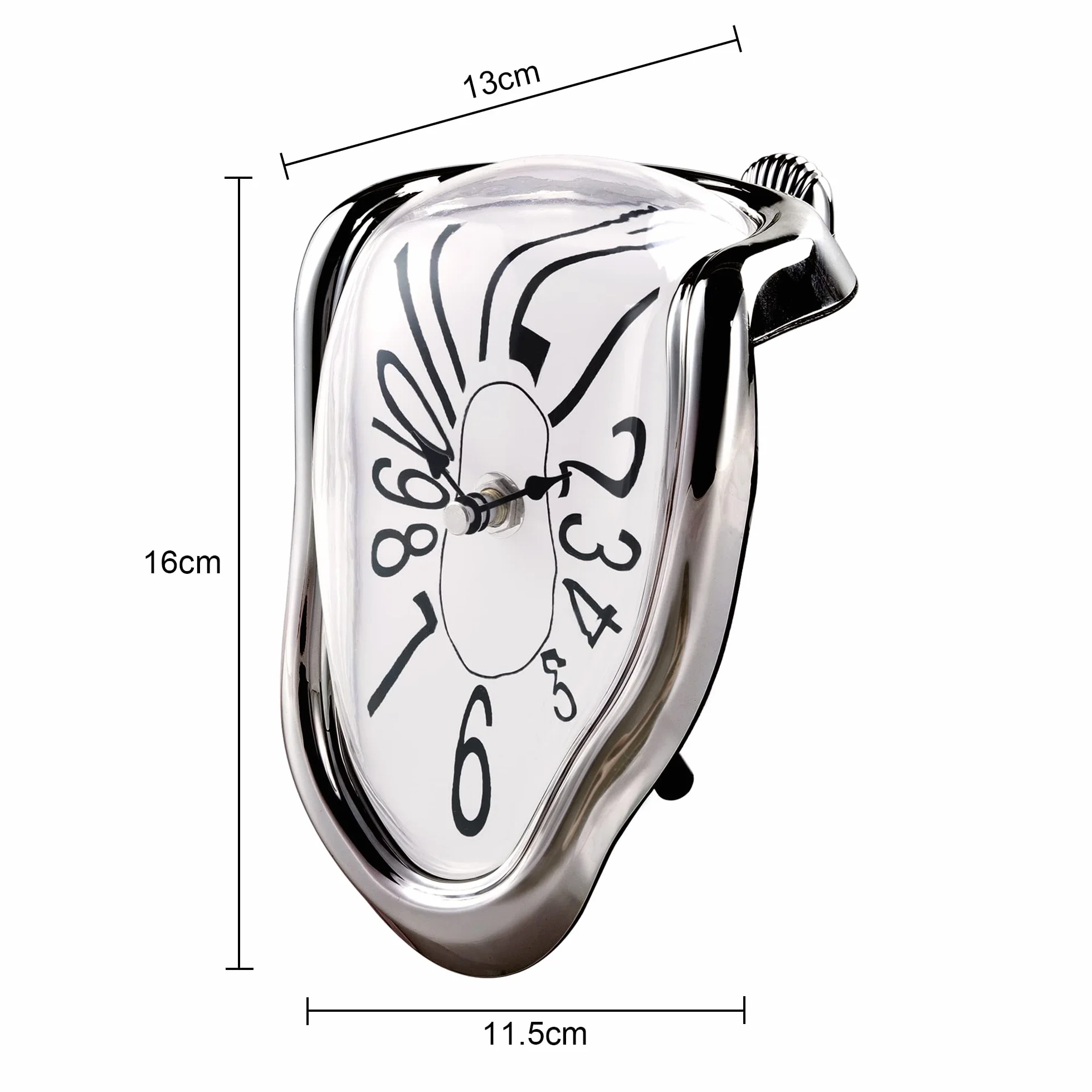 Lafocuse Horloge Fondante Salvador Dali Surréalisme Silencieuse Pendule Quartz Chiffres Arabes Argenté