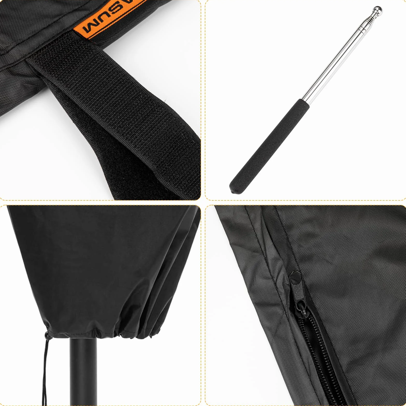 Housse Parasol Deporte 3x3 420D Oxford Imperméable avec Sac de Rangement et Perche Télescopique 265x40/70/50 cm