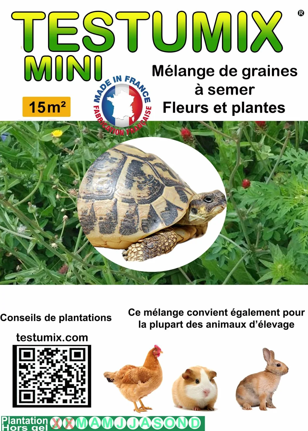 Testumix Mini Graines de fleurs pour tortues lapins poules abeilles