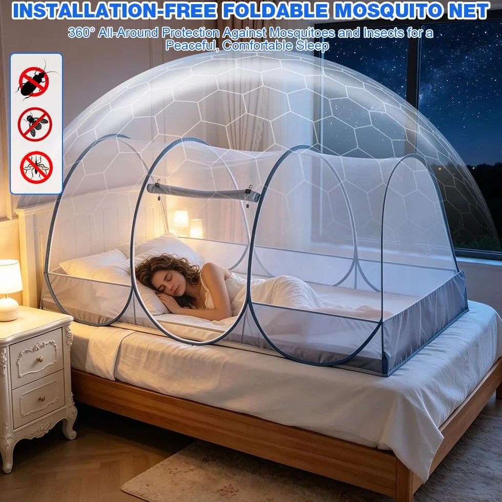 Moustiquaire pour lit, 190 x 90 x 90 cm, avec fermeture éclair, pliable, portable, pour lit, voyage, lits superposés, dortoirs, camping en plein air